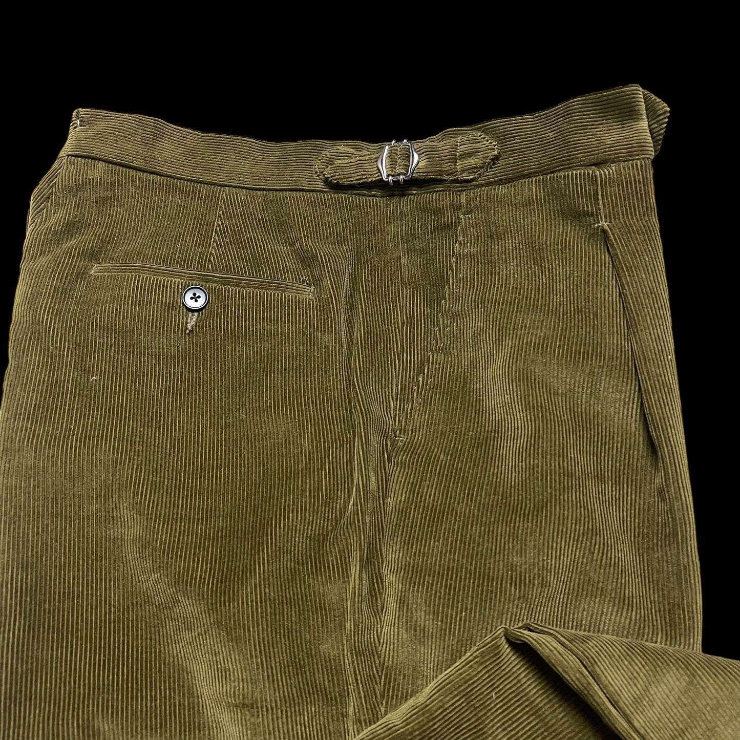 Natalino Corduroy Single Pleat Trousers 32S Moss Green