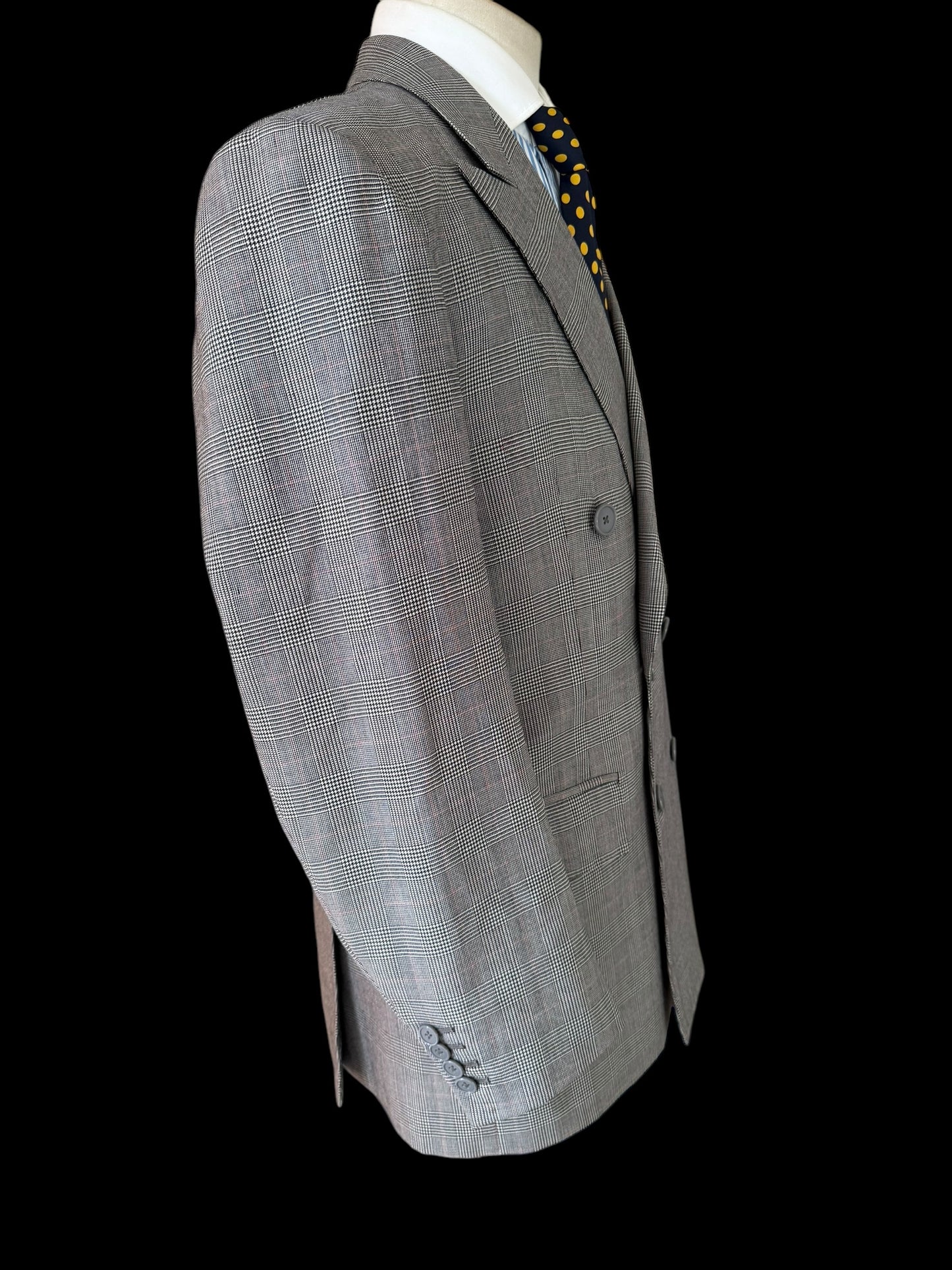Bespoke Hackett Double Breasted Jacket 42S POW Check Grey