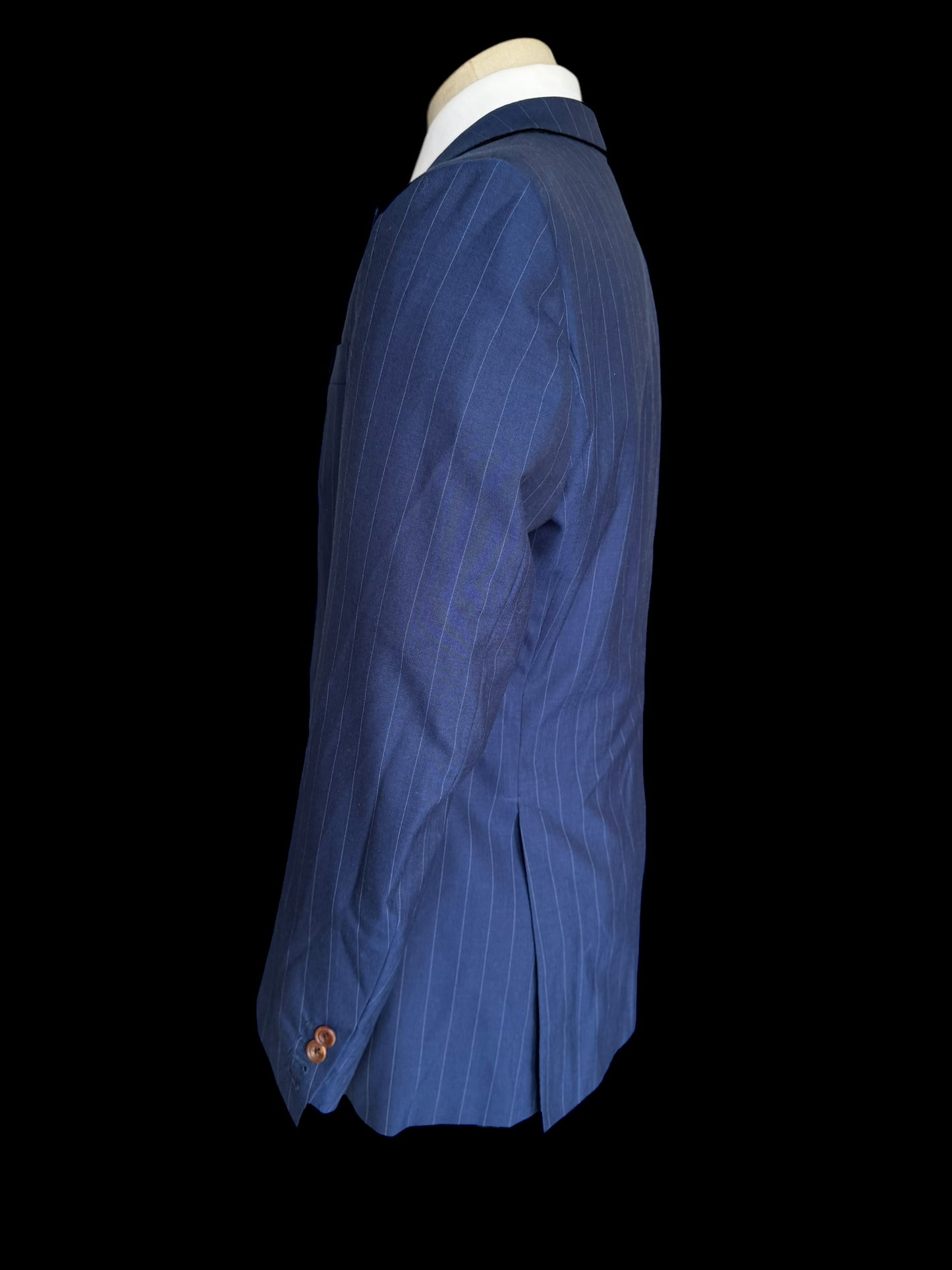 Bespoke Kent & Haste Double Breasted Navy Blazer 40S Pinstripe Savile Row