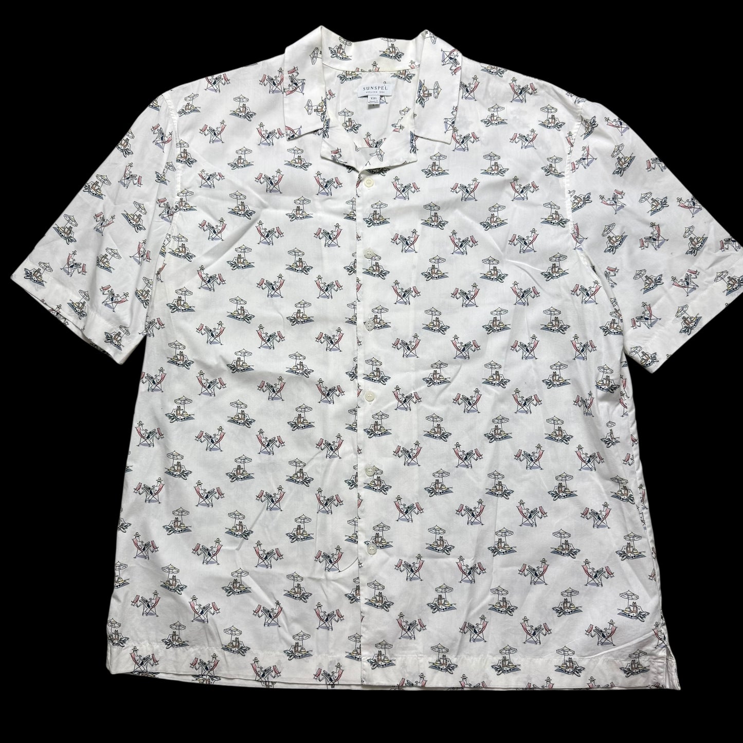 Men’s Sunspel X Sorimachi Print Summer Shirt XXL Camp Collar
