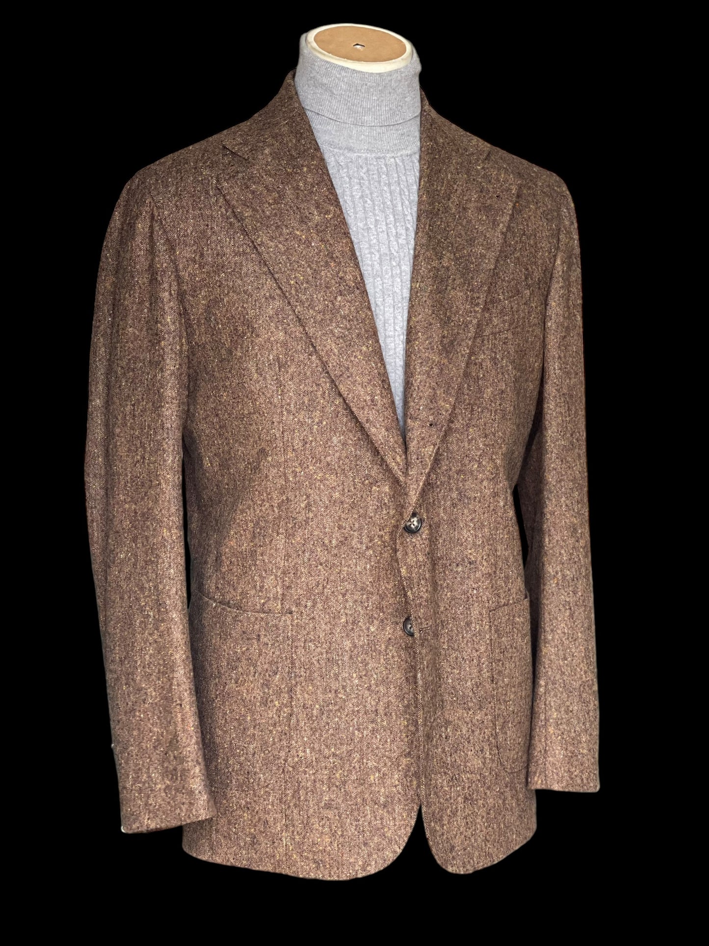 Natalino Tweed Sport Coat 52 UK42 Brown Flecked 3 Roll 2 RRP £435