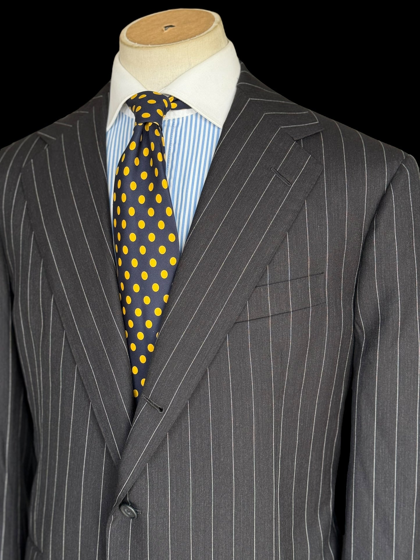Bespoke John N Kent Grey Pinstripe Blazer 46S Sport Coat Full Canvas Savile Row