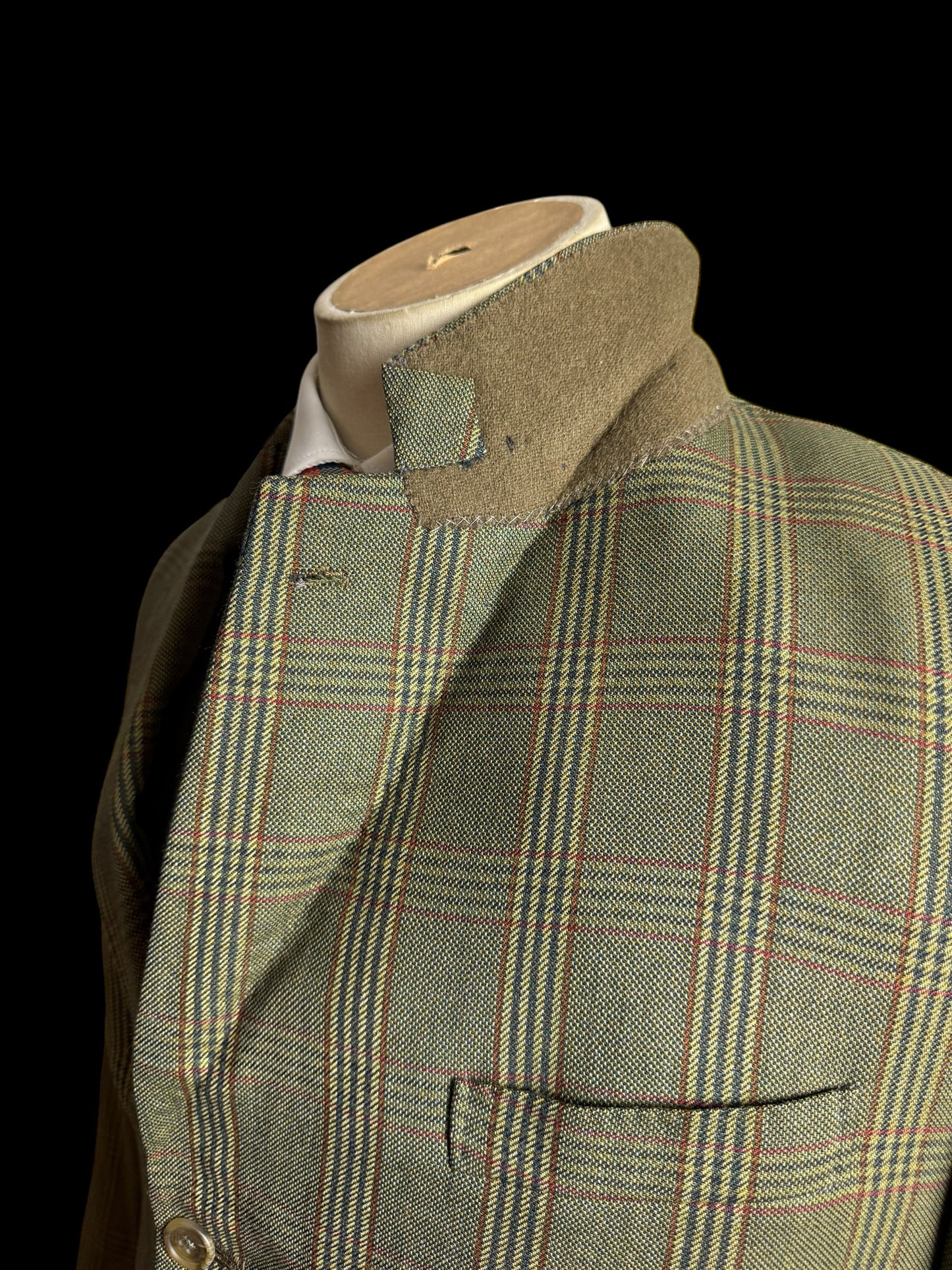 Sims & Macdonald Bespoke Tweed Sport Coat 40S Plaid Check Savile Row