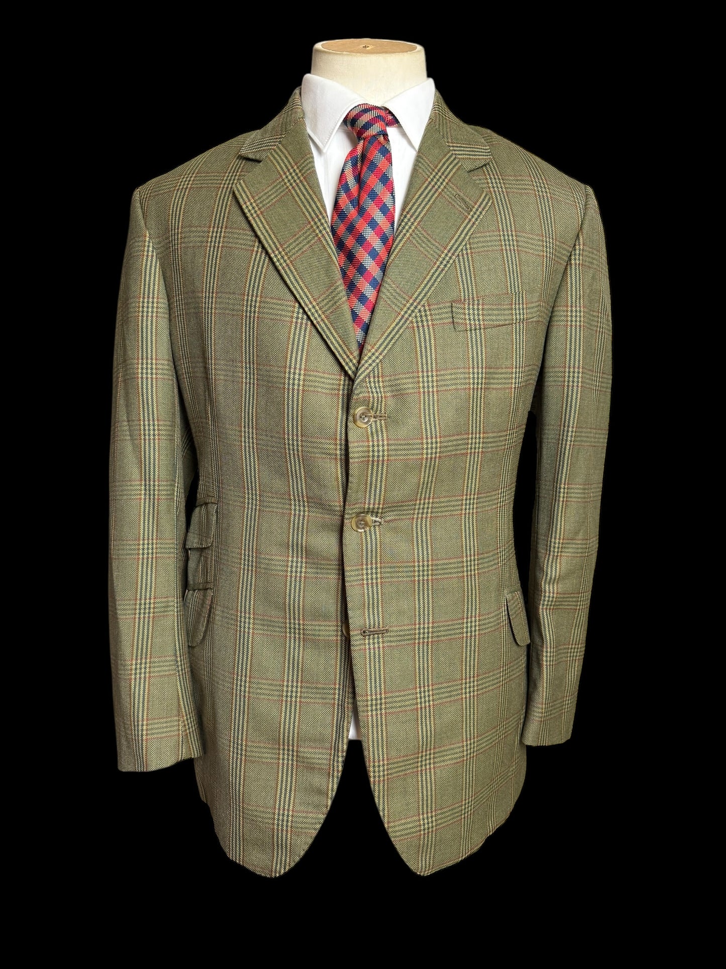 Sims & Macdonald Bespoke Tweed Sport Coat 40S Plaid Check Savile Row