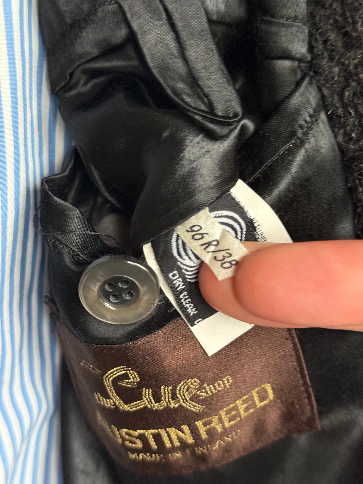 Vintage Men’s Austin Reed Double Breasted Overcoat 38R Thick Herringbone Tweed