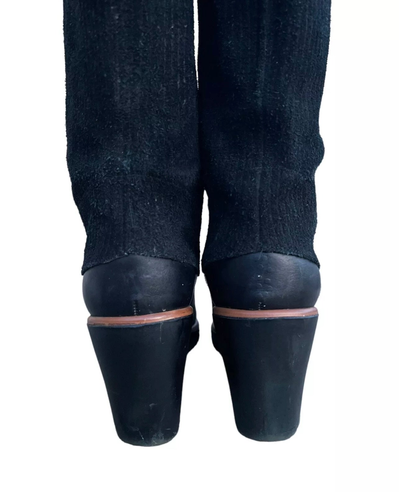 Yves Saint Laurent Over The Knee Boots US6.5 UK4.5 Black Ribbed Texture & Leather
