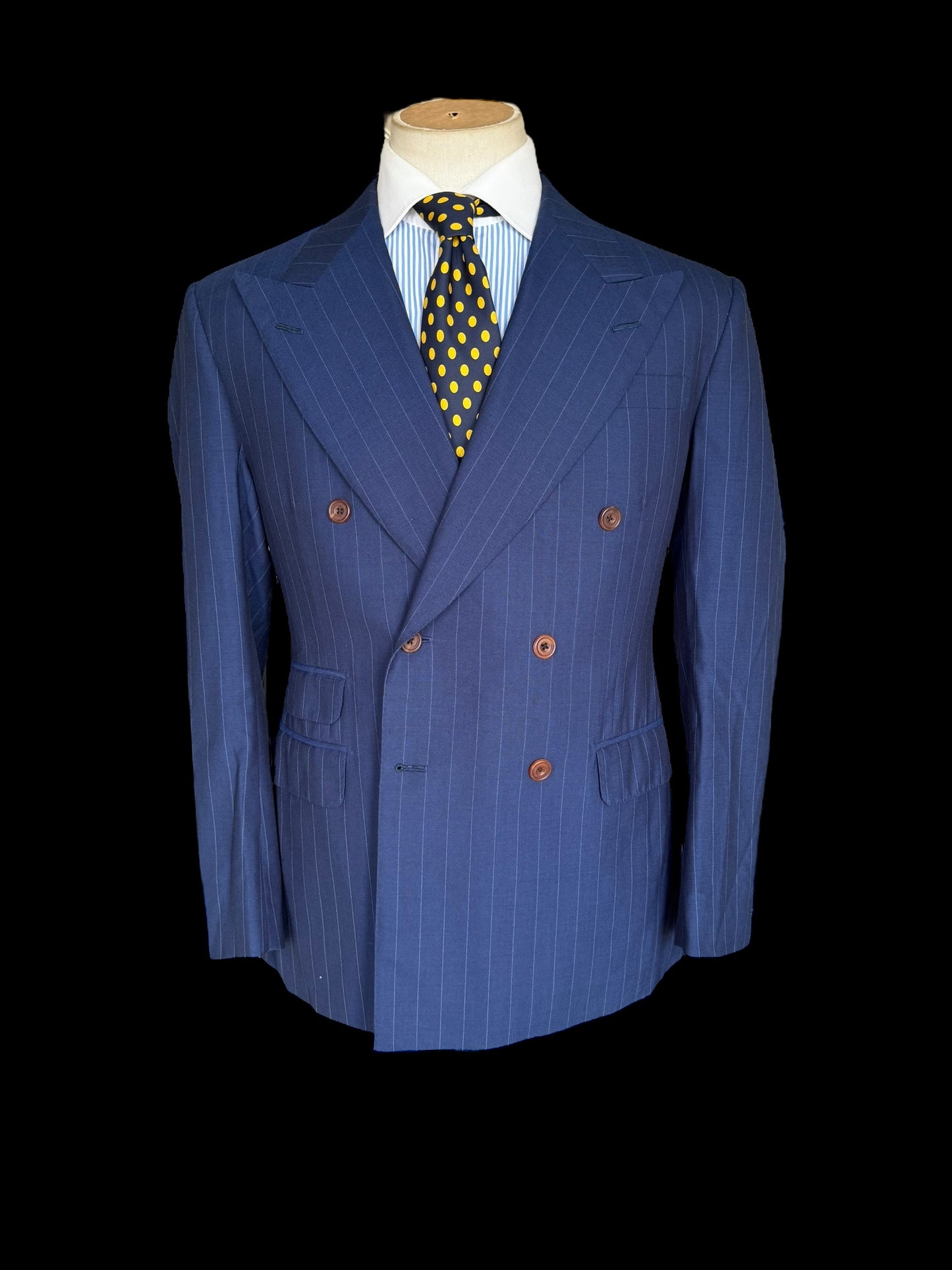Bespoke Kent & Haste Double Breasted Navy Blazer 40S Pinstripe Savile Row