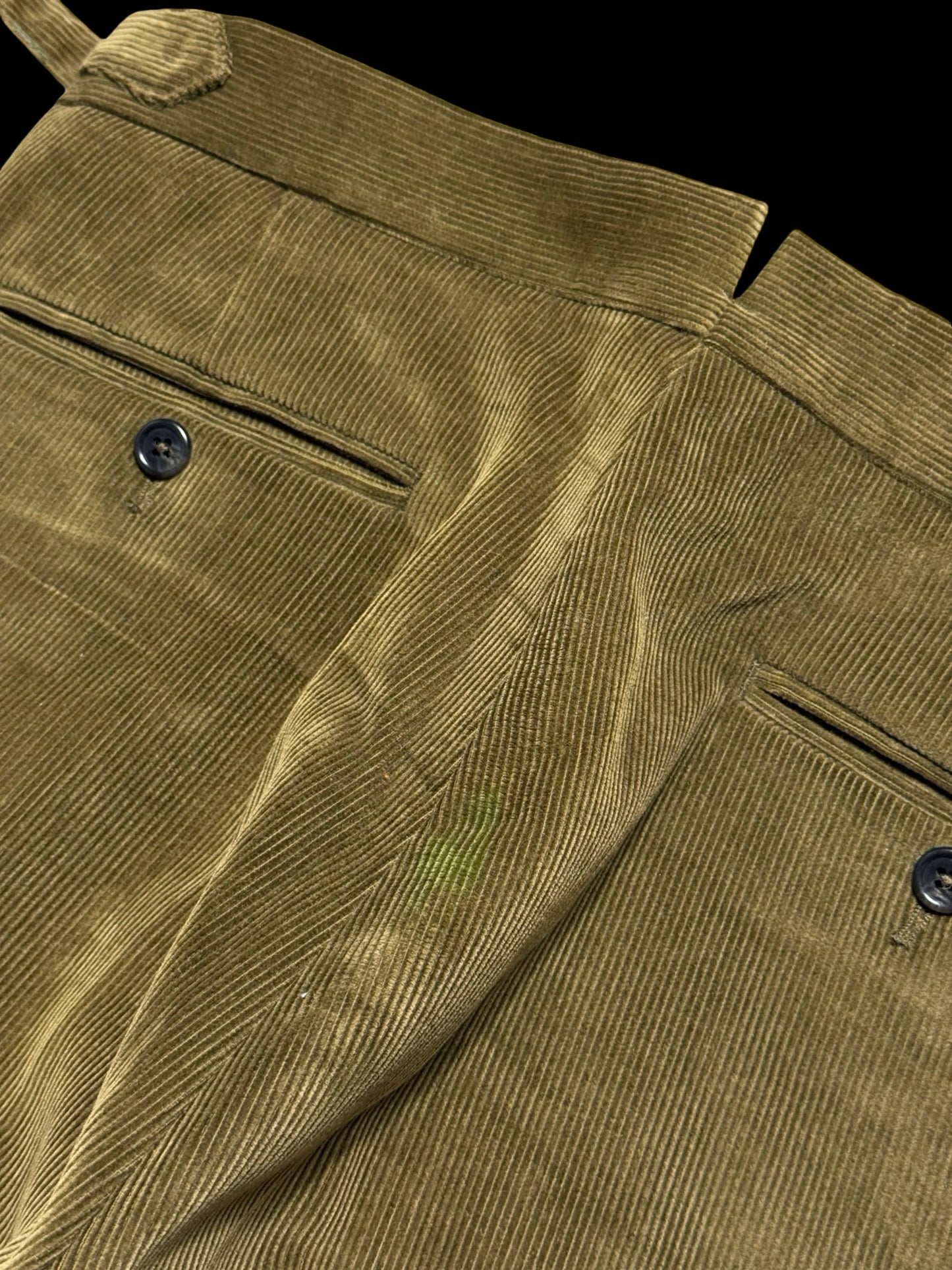 Natalino Moss Green Corduroy Pleat Front Trousers W30x30” RRP £185