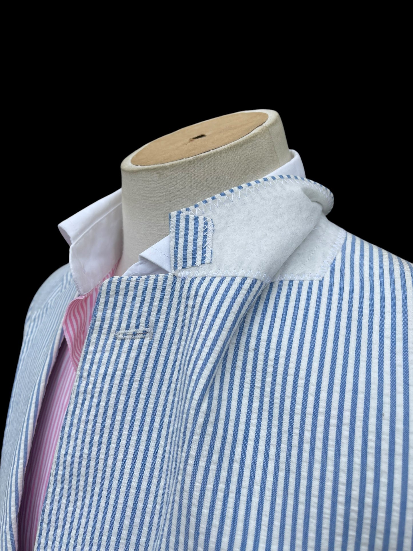 Bespoke Barrington & Ayre Holland & Sherry Seersucker Suit 38S / W34” RRP £1150