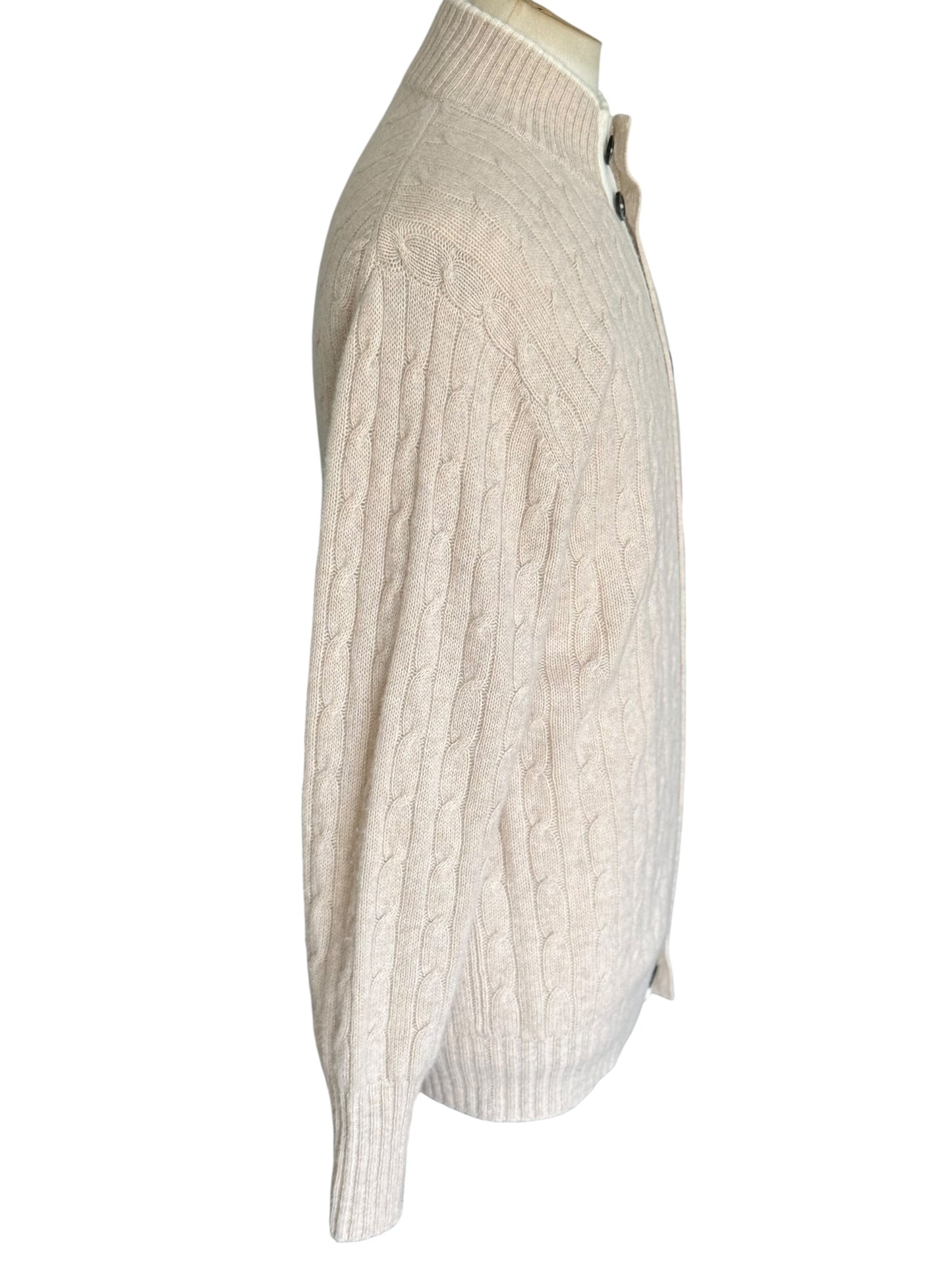 Men’s N. Peal Cashmere Cardigan Beige Cable Knit Size Large AW22