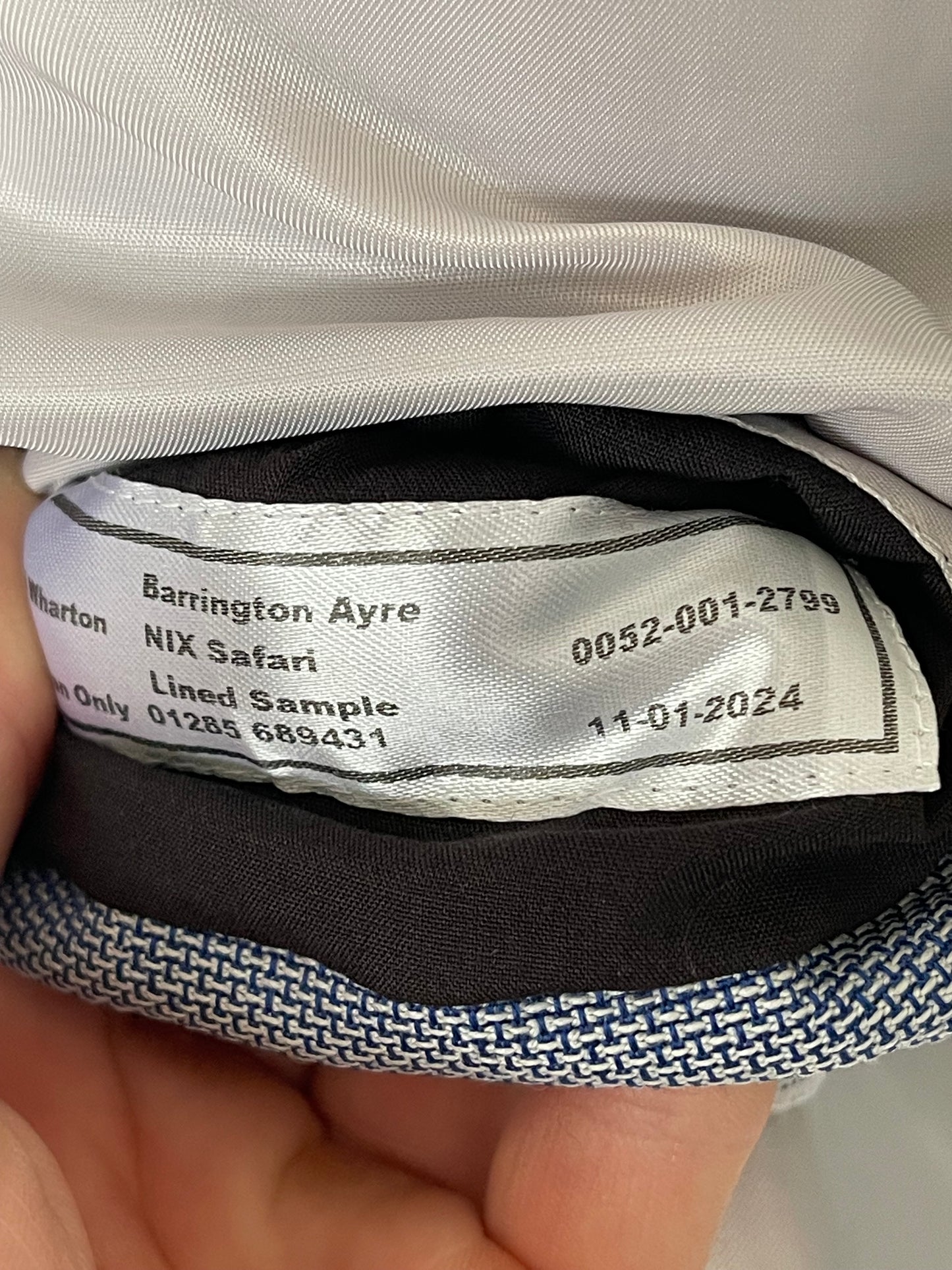 Bespoke Safari Jacket 40R Fully Lined Light Blue Dugdale Non Crease Wool RRP £895