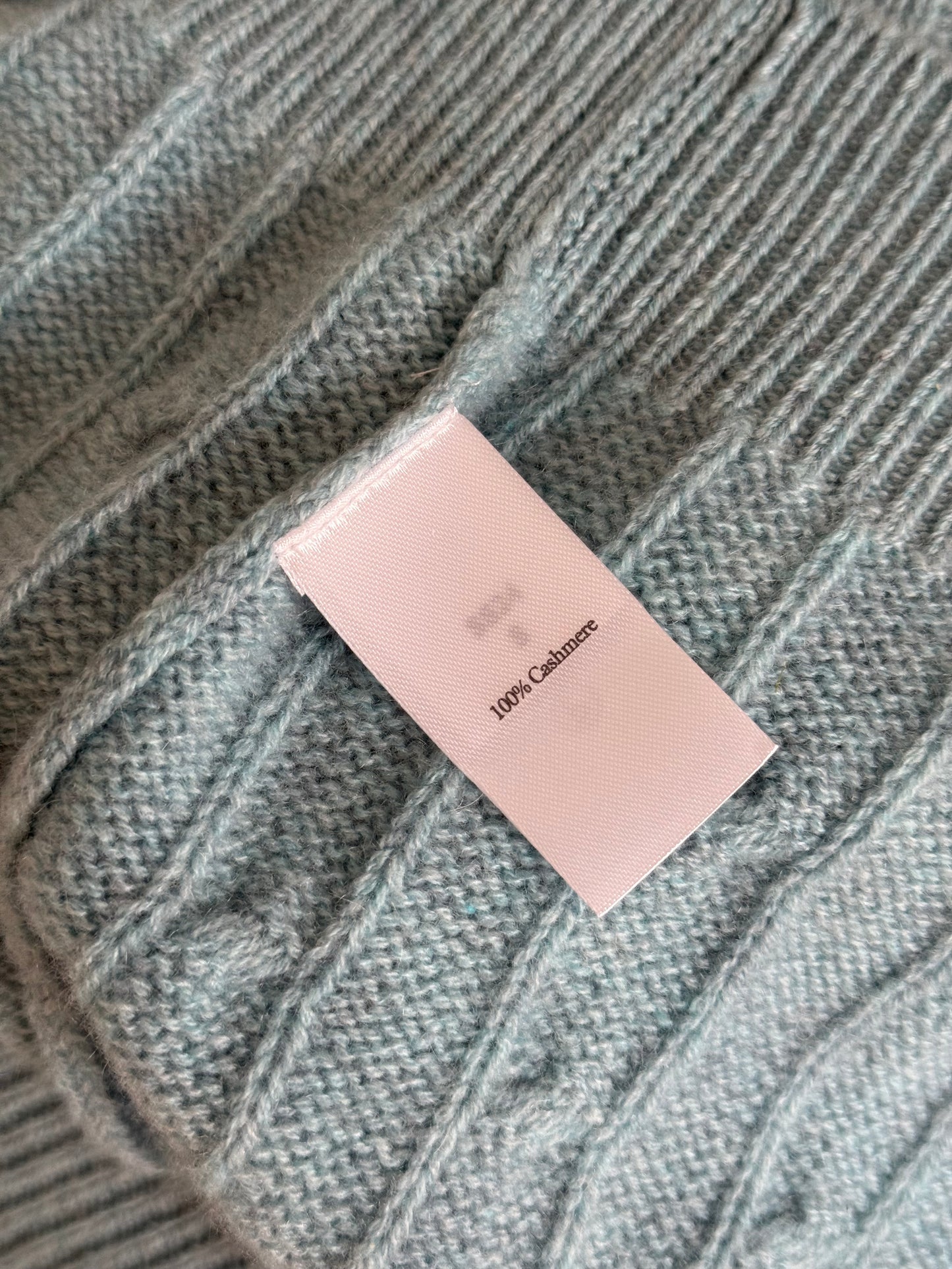 Men’s N. Peal Cable Knit 1/4 Zip Cashmere Jumper Size Large Turquoise RRP £395
