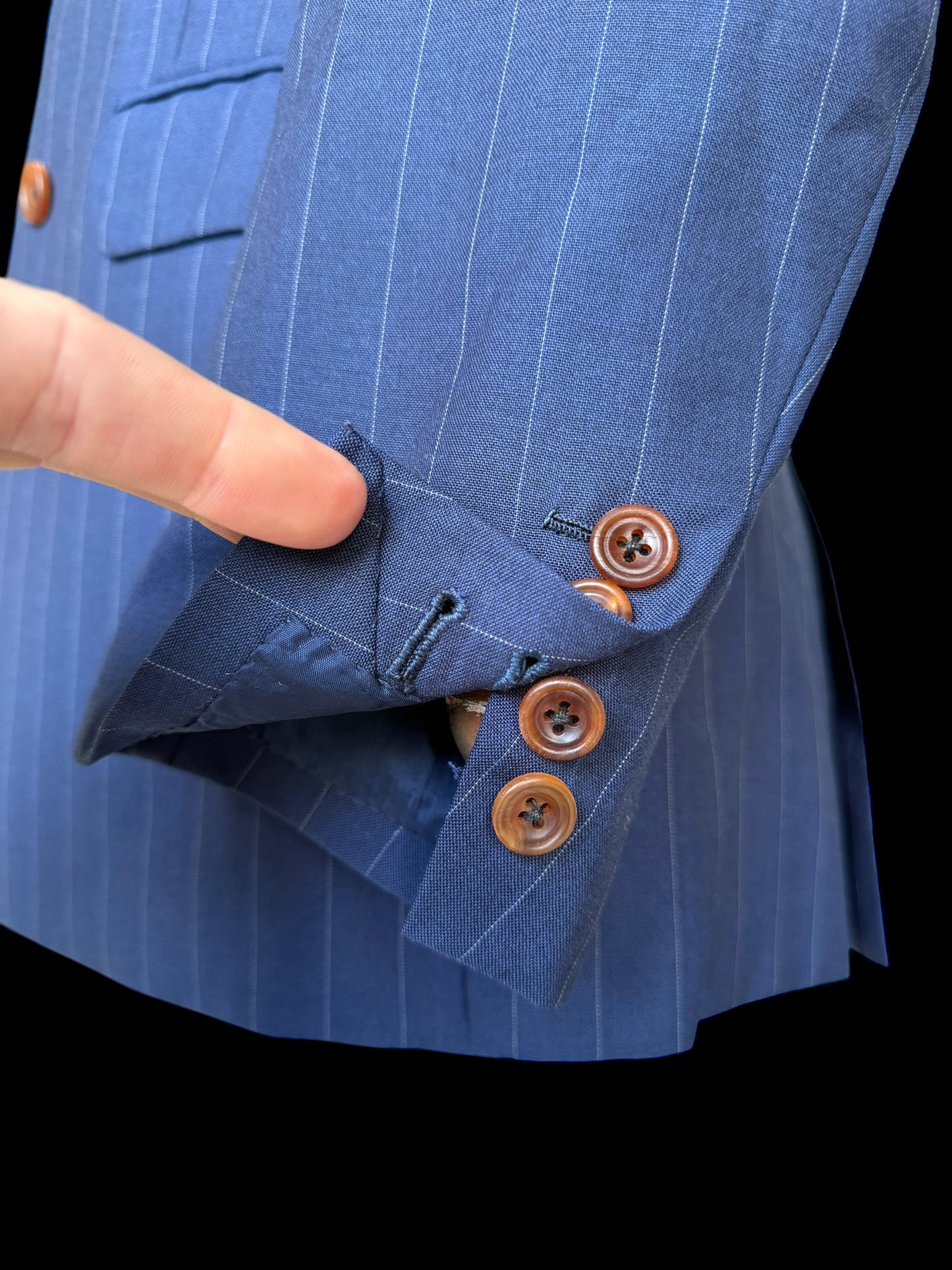 Bespoke Kent & Haste Double Breasted Navy Blazer 40S Pinstripe Savile Row