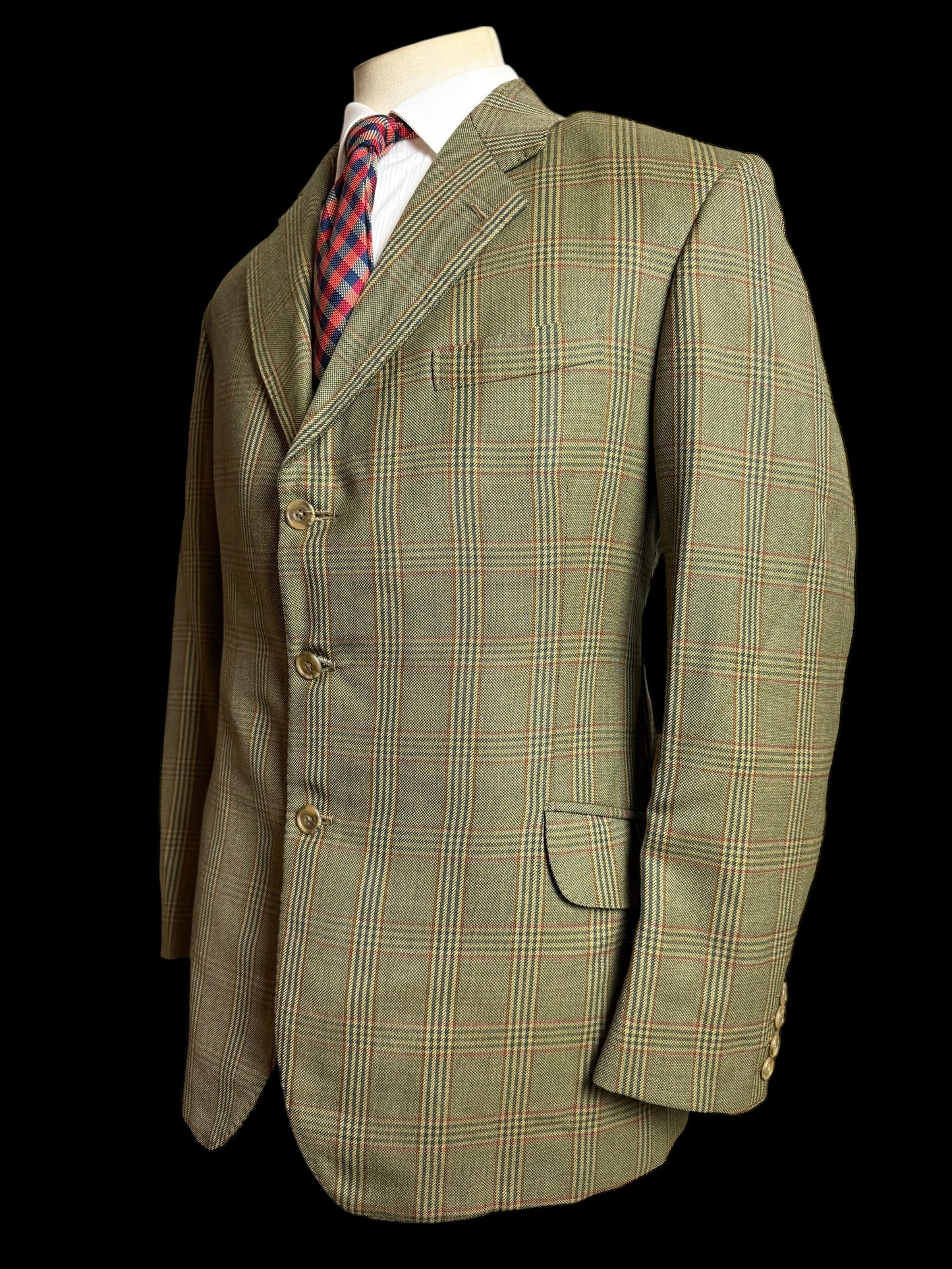 Sims & Macdonald Bespoke Tweed Sport Coat 40S Plaid Check Savile Row