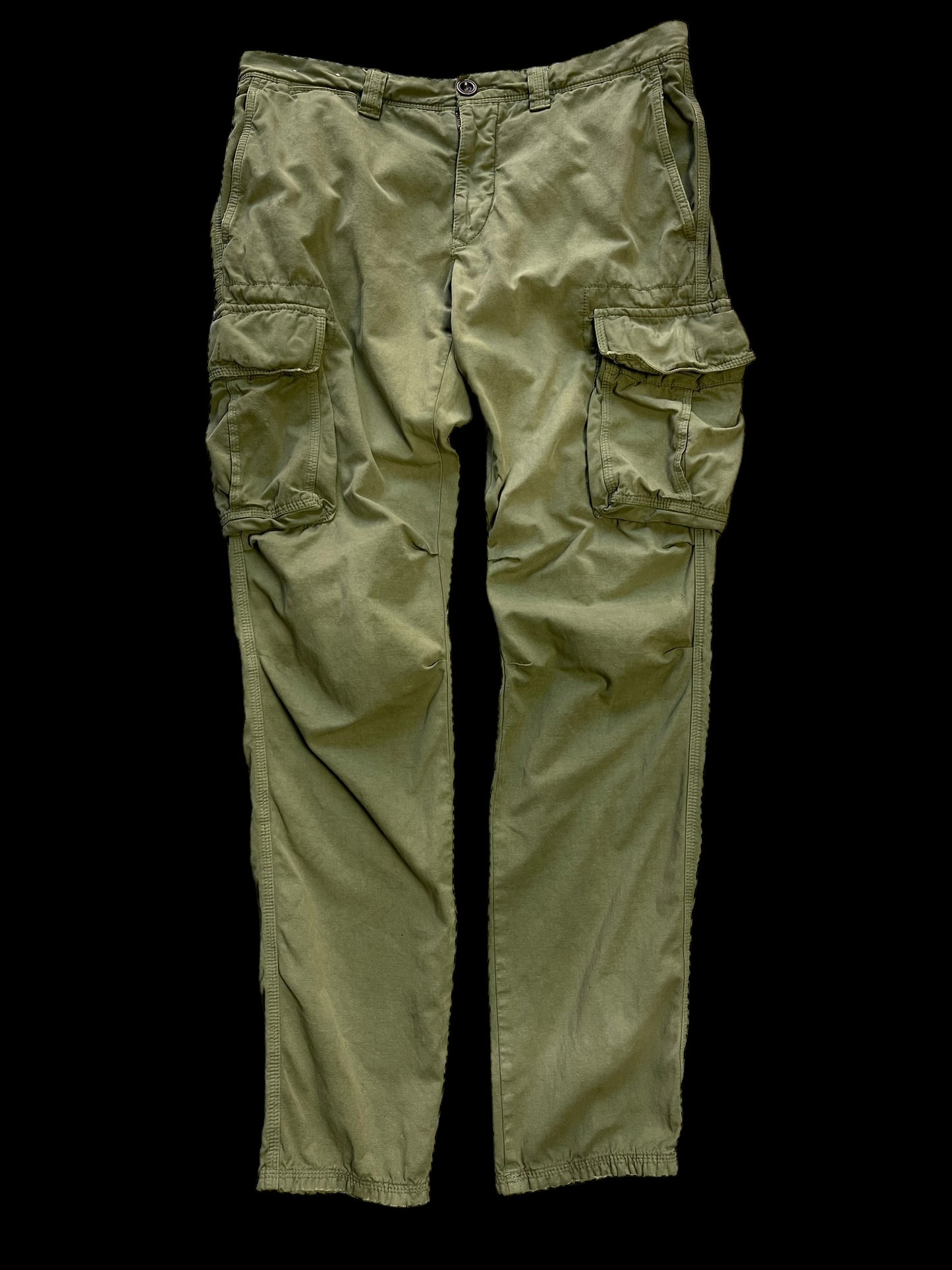 Incotex Slacks Cargo Trousers 34” Khaki Green Cotton Linen