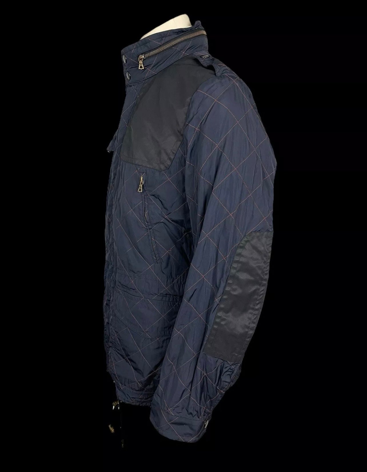 Men’s Dries Van Noten Quilted Jacket 52 UK42 Navy Riri VTG