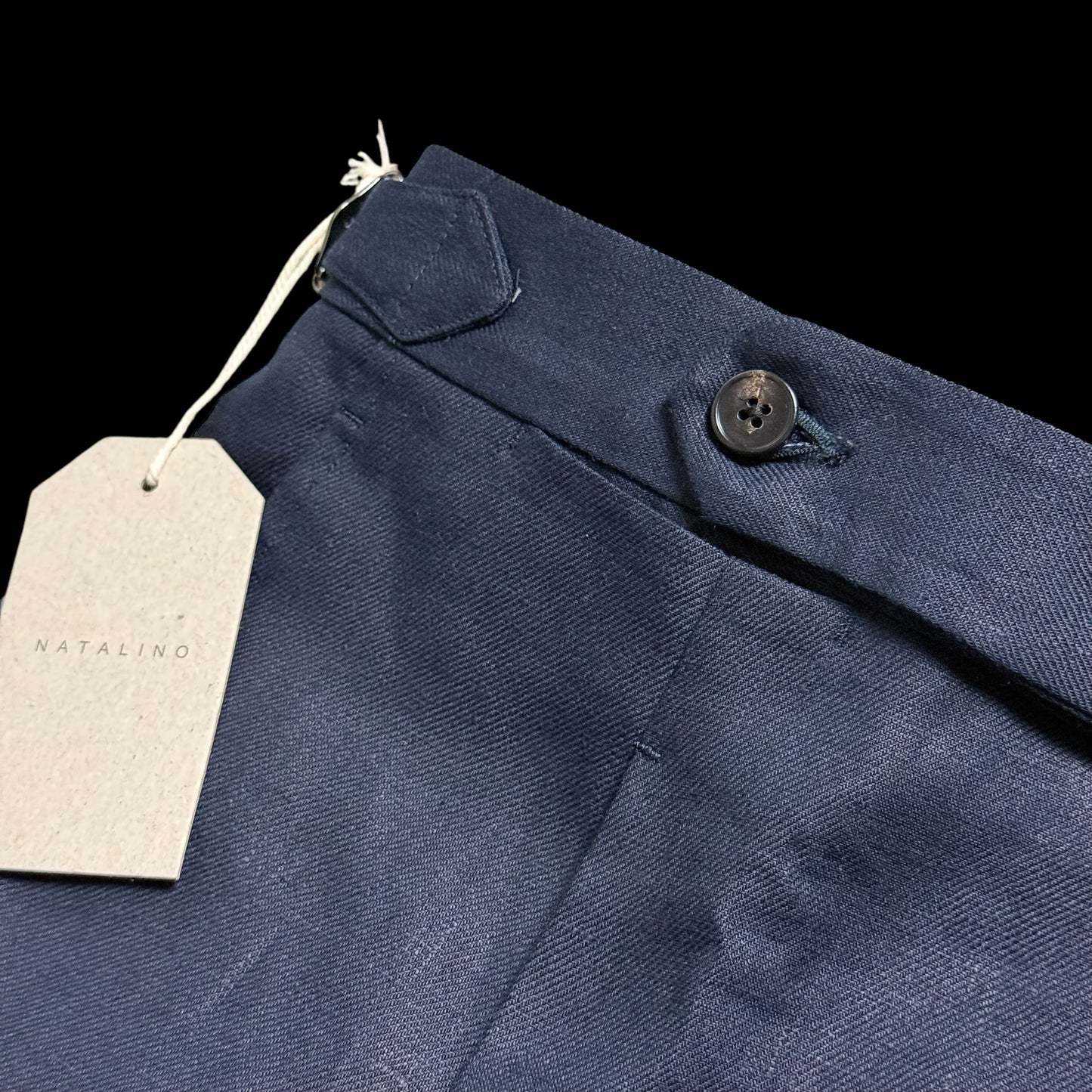 BNWT Natalino Linen Single Pleat Trousers Sz50 W34S Parkgate Navy RRP £195