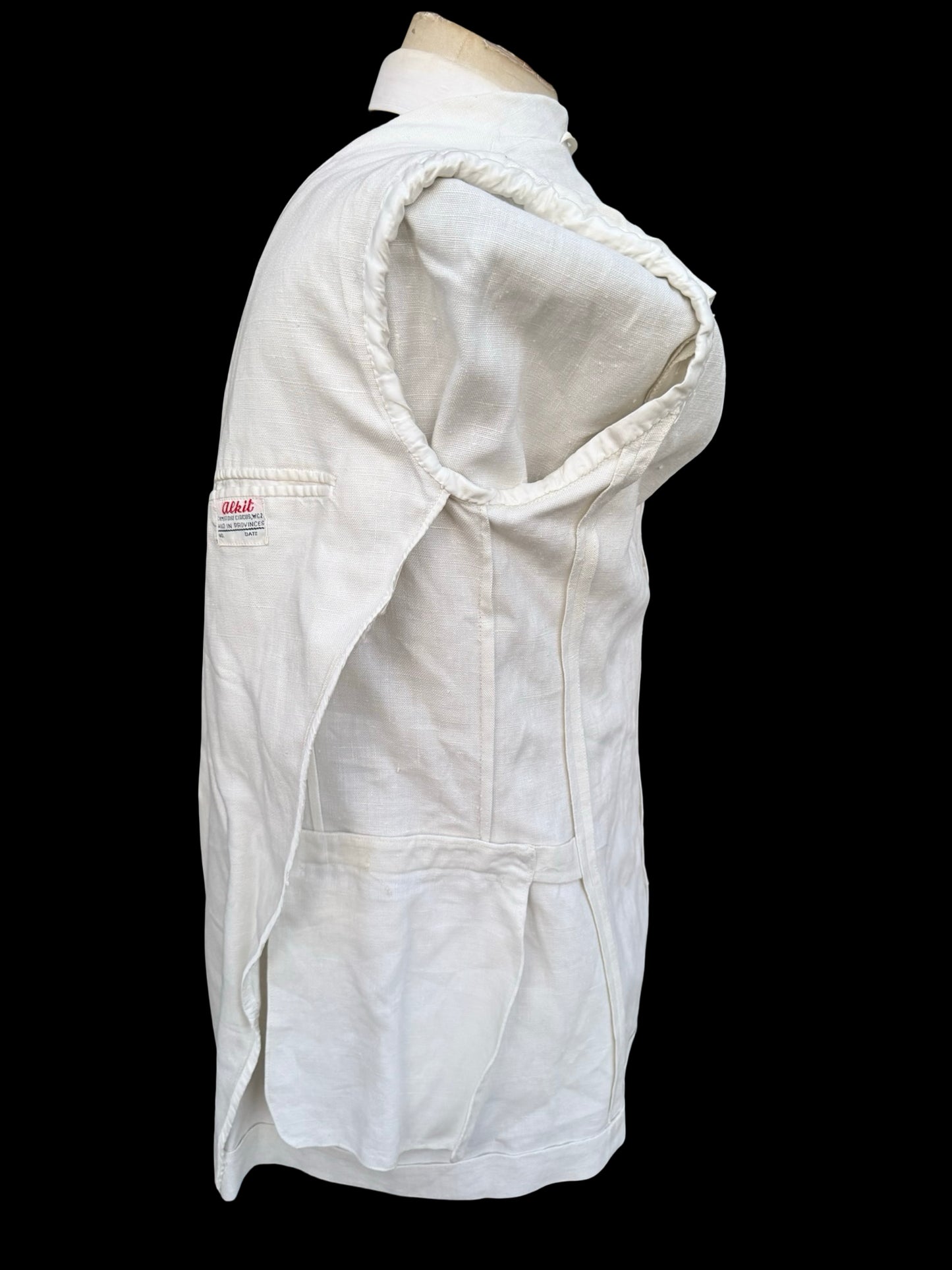 Men’s Alkit 1950’s Bespoke White Linen Double Breasted Blazer 40S Savile Row