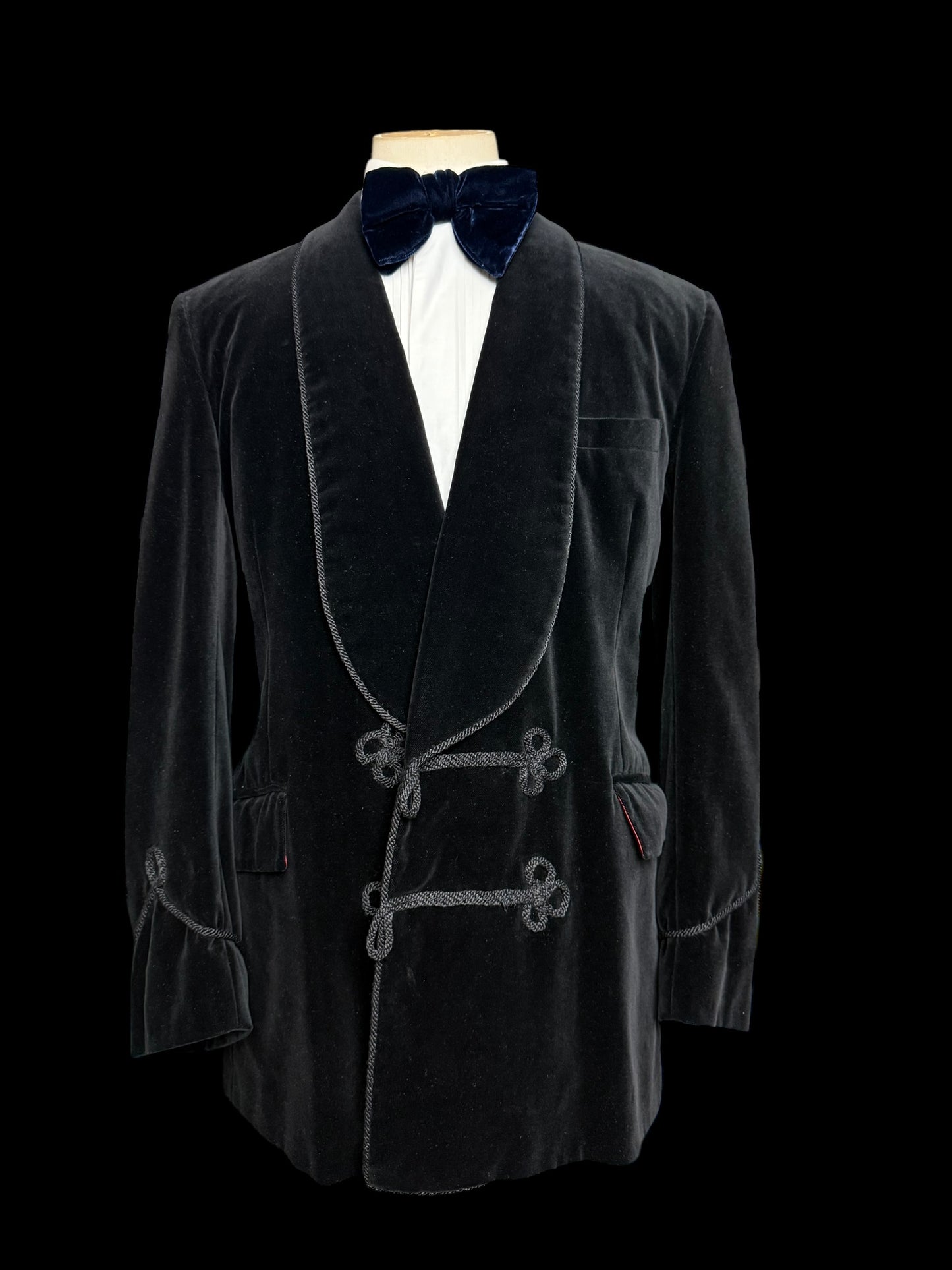 Bespoke Turnbull & Asser Double Breasted Velvet Smoking Jacket 44L Black
