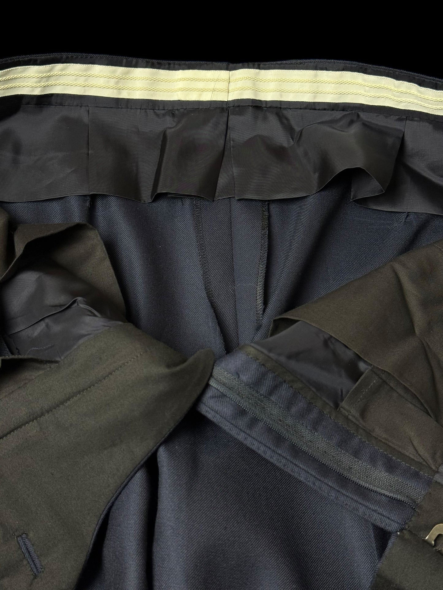 Bespoke Kent & Haste Savile Row Navy Suit Trousers W38” Superfine Wool