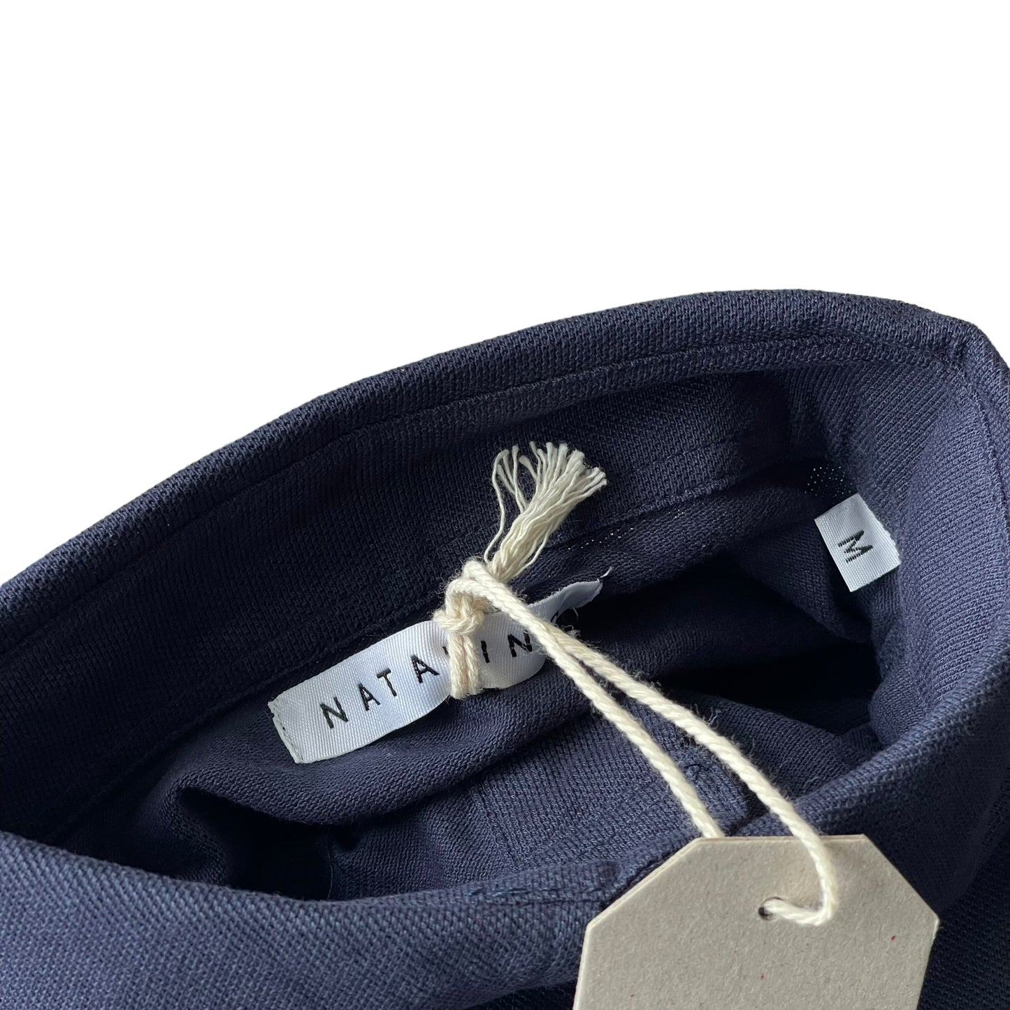 BNWT Natalino Long Sleeve Polo Shirt Medium Washed Navy Pique Cotton Button Down Collar