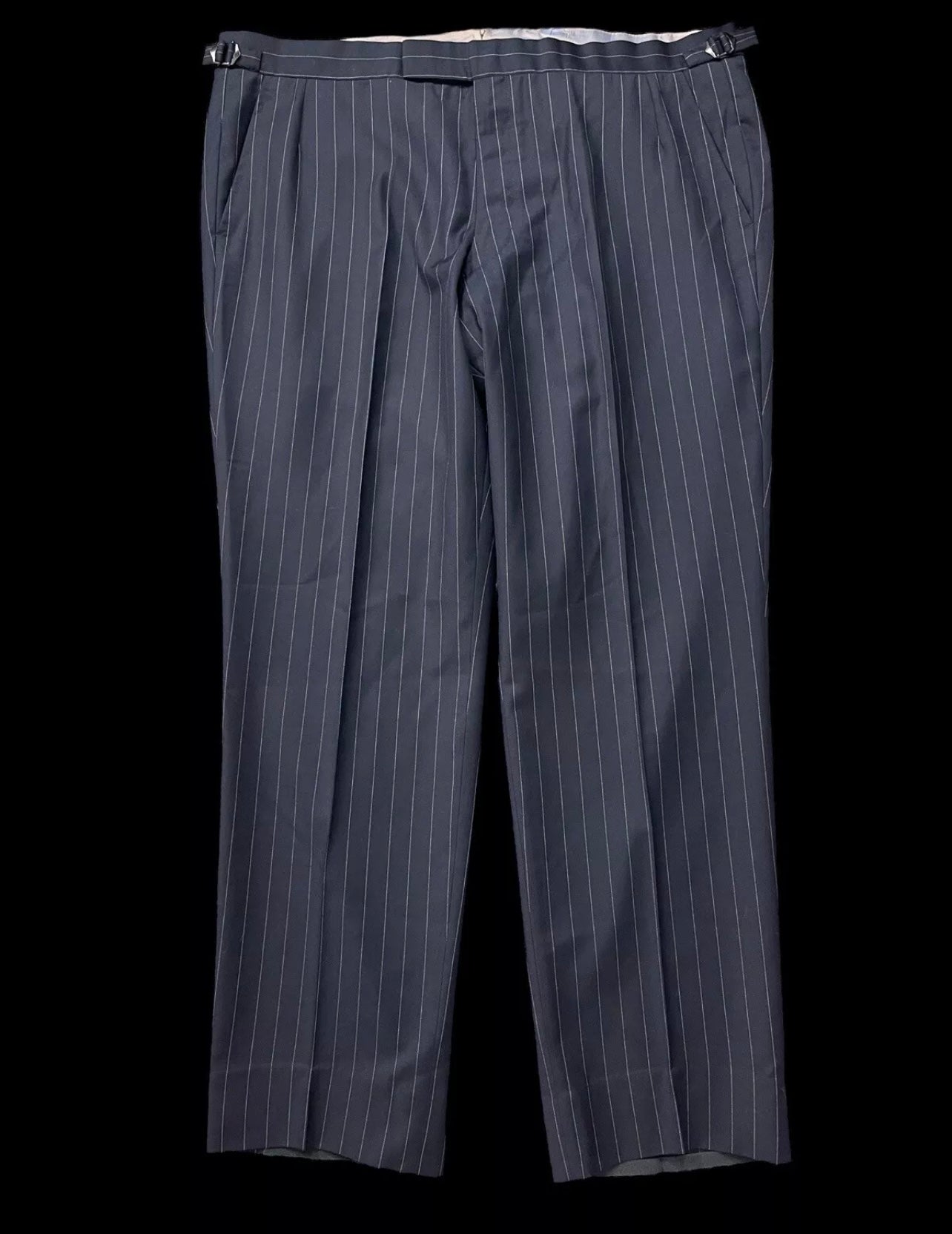 Richard James Savile Row Bespoke Double Breasted Navy Suit 46L /42x31” Pinstripe