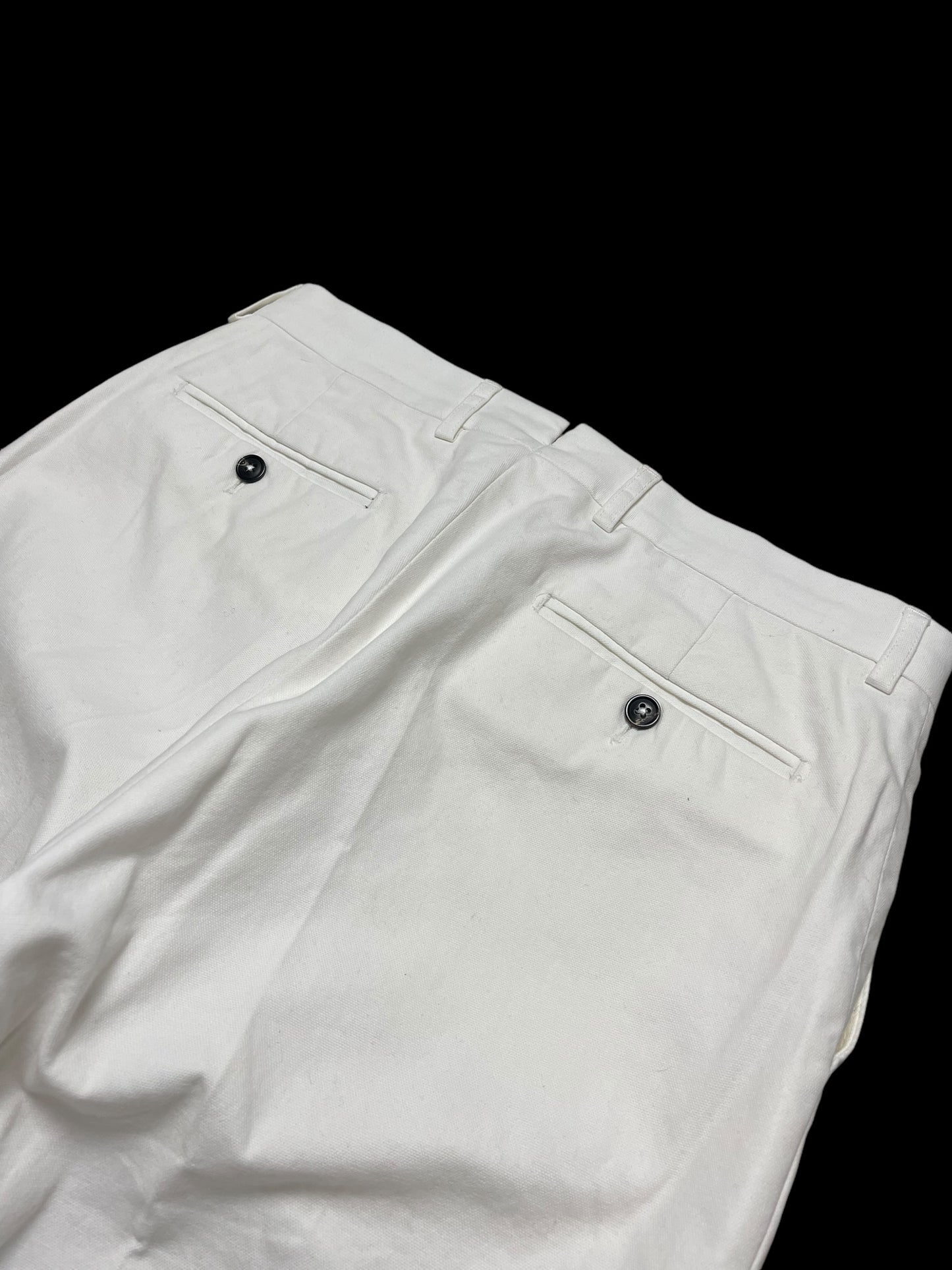 Natalino White Cotton Twill Flat Front Trousers 32” Unhemmed
