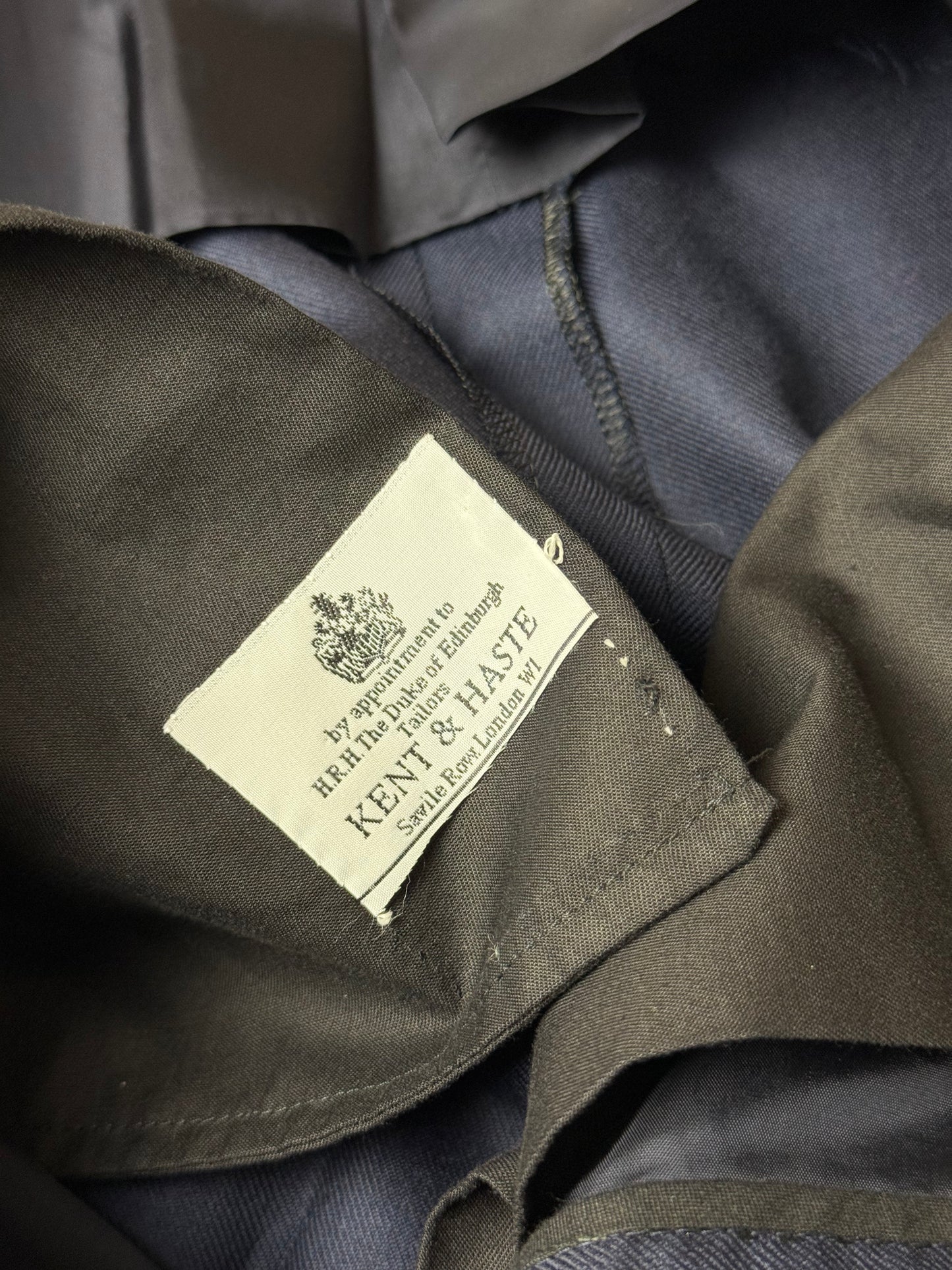 Bespoke Kent & Haste Savile Row Navy Suit Trousers W38” Superfine Wool