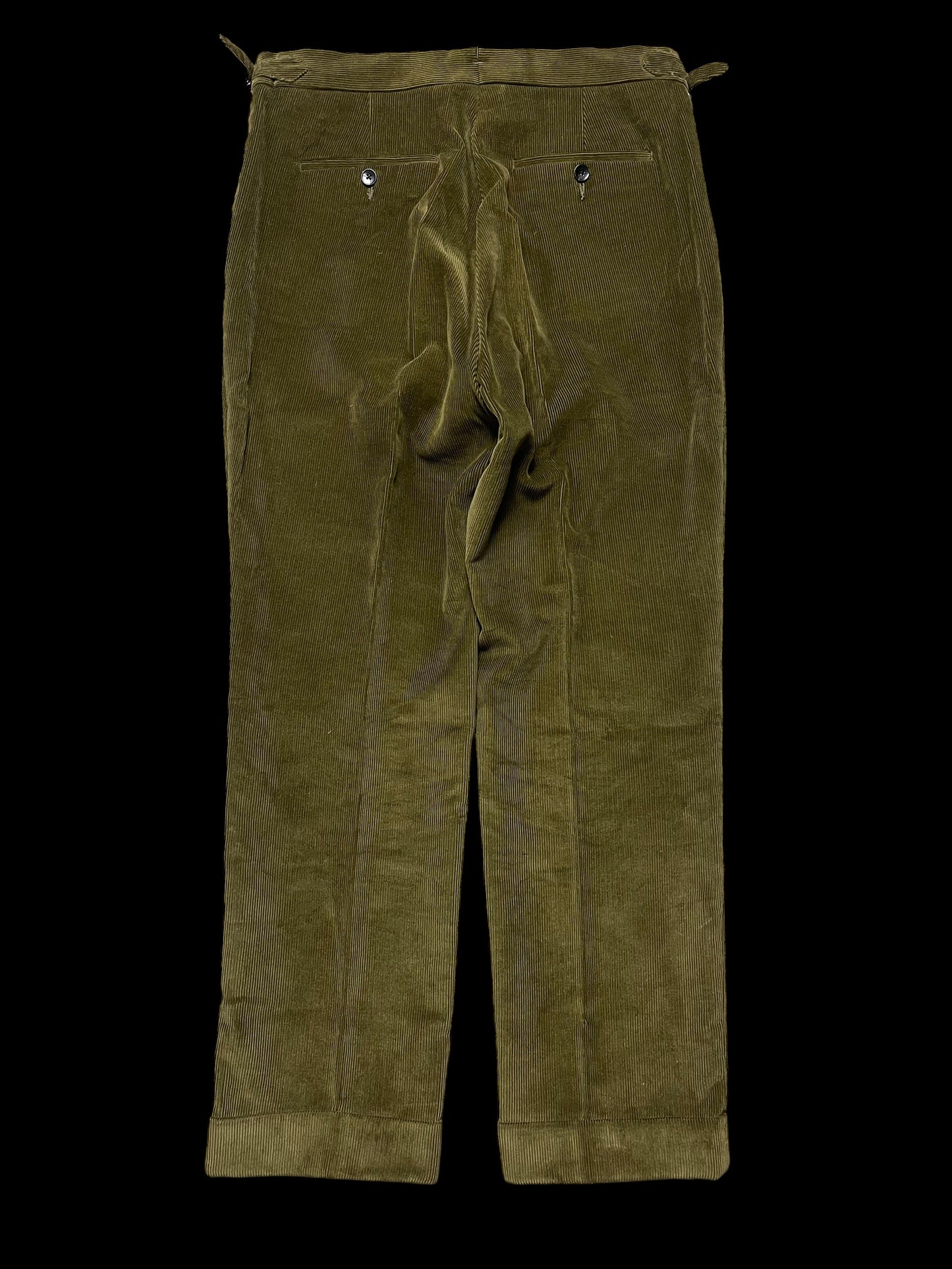 Natalino Corduroy Single Pleat Trousers 32S Moss Green