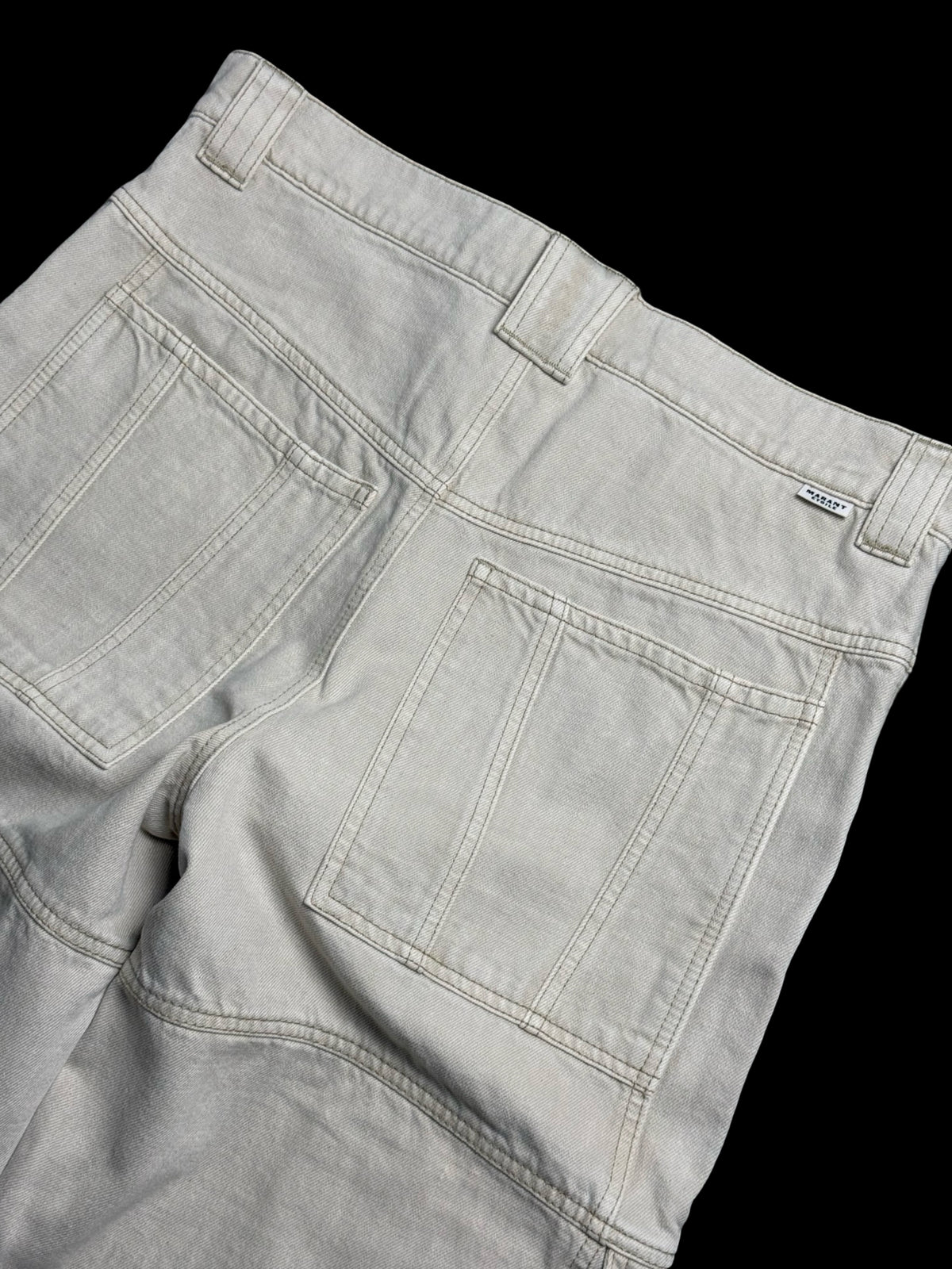 ISABEL MARANT Vayoneo Ecru Cargo High Waisted Cargo Straight Jeans UK14 RRP£365
