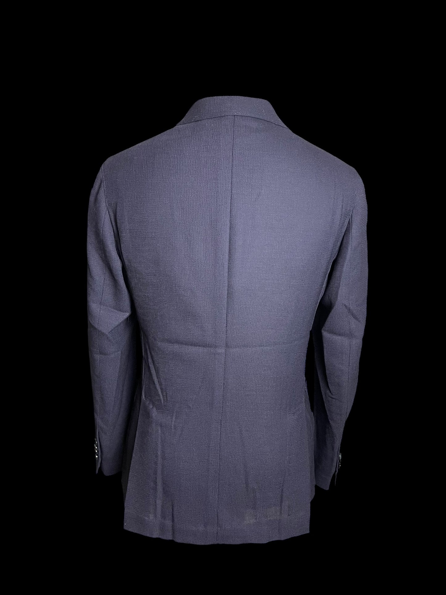 Natalino Double Breasted Sport Jacket 38R Mock Leno Hopsack Wool Navy