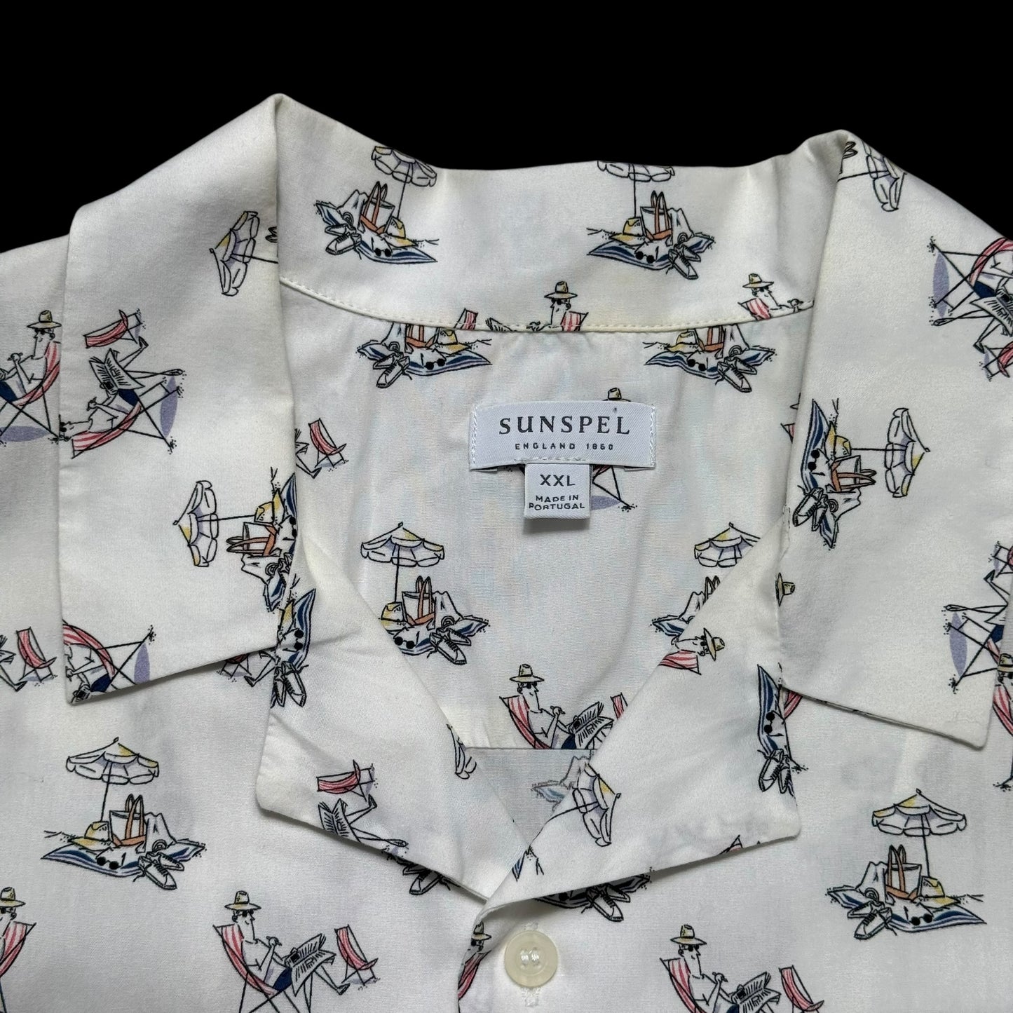 Men’s Sunspel X Sorimachi Print Summer Shirt XXL Camp Collar