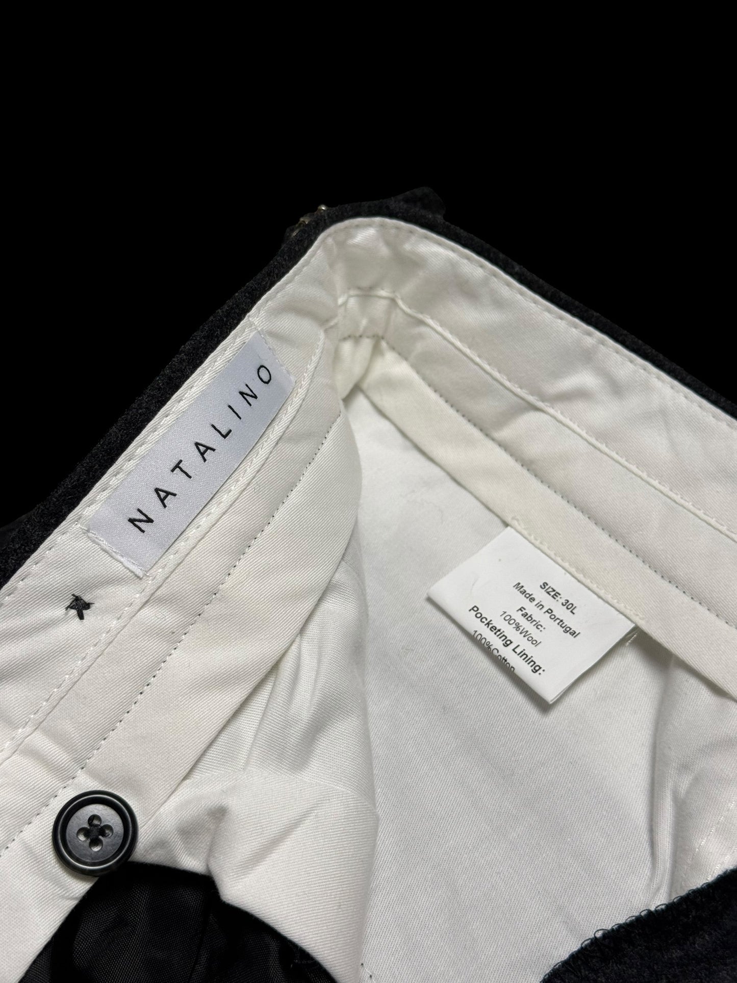 BNWT Natalino Single Pleat Flannel Trousers 30L Dark Grey RRP £195