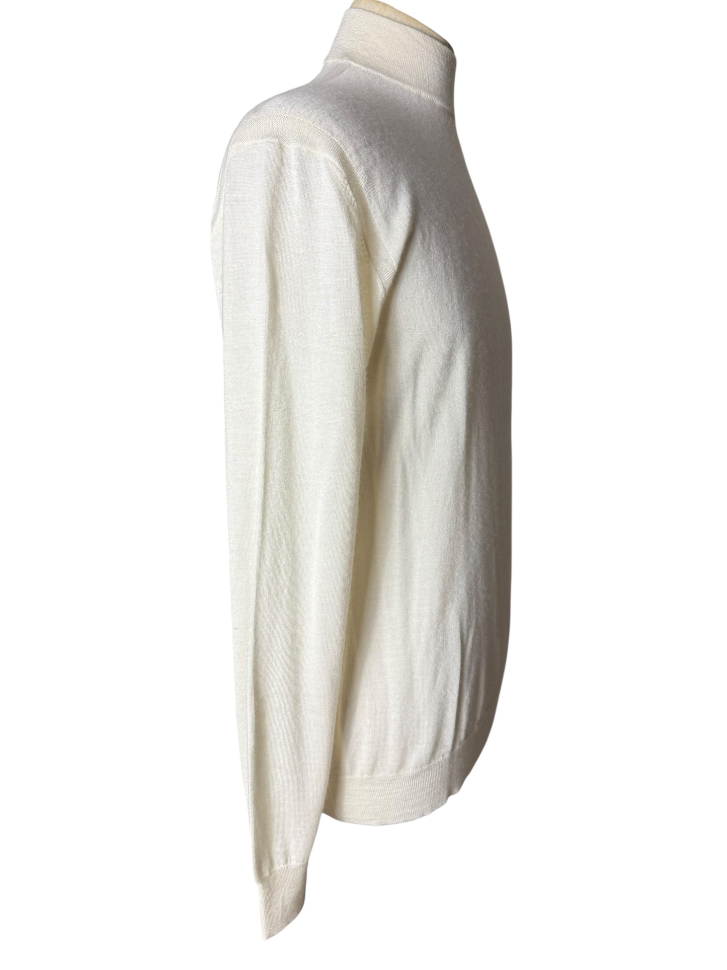 Men’s N.Peal Cashmere Silk Mock Neck Jumper Large Ivory