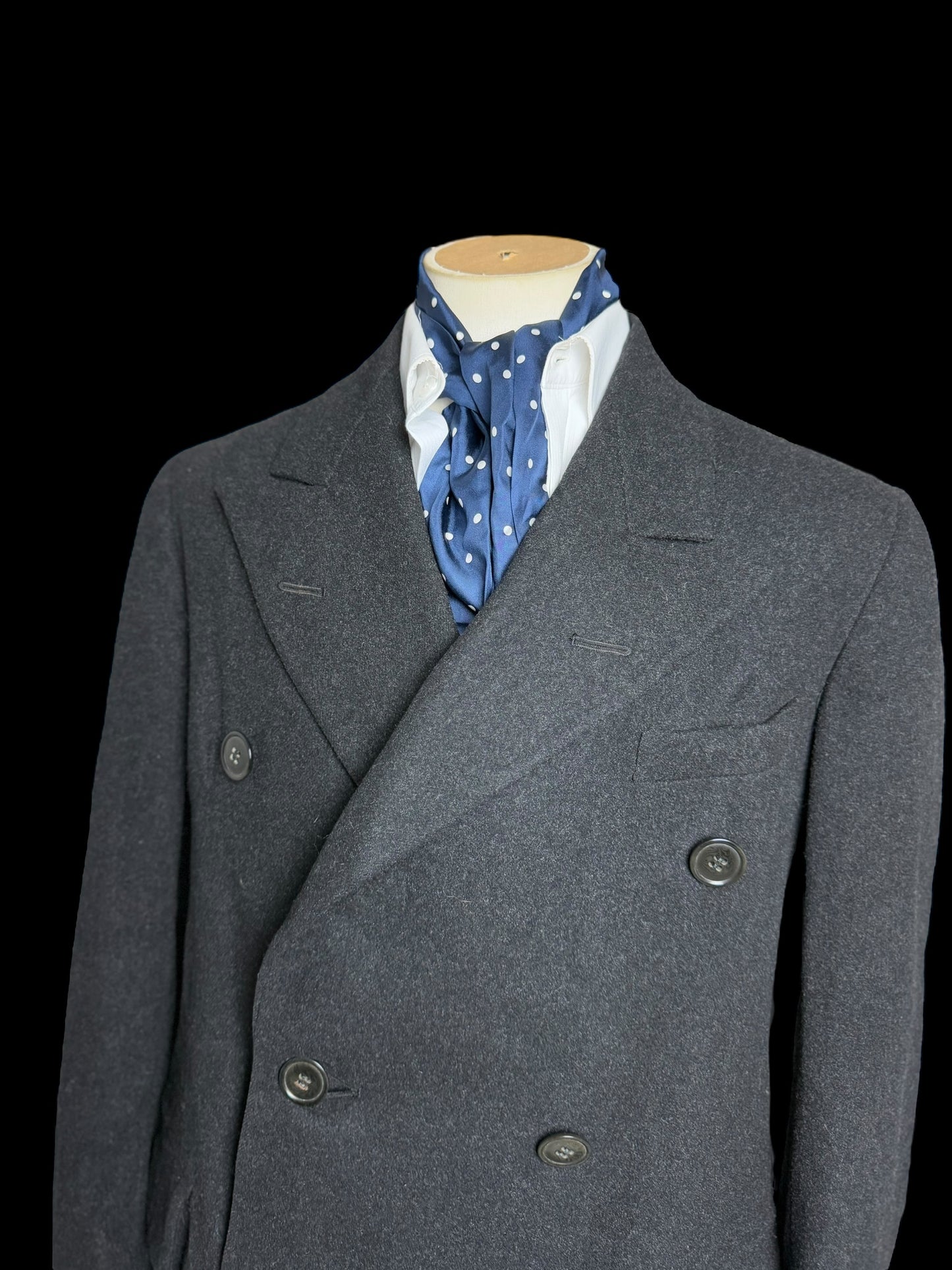 VTG Men’s Bespoke Double Breasted Overcoat 39/40” Grey