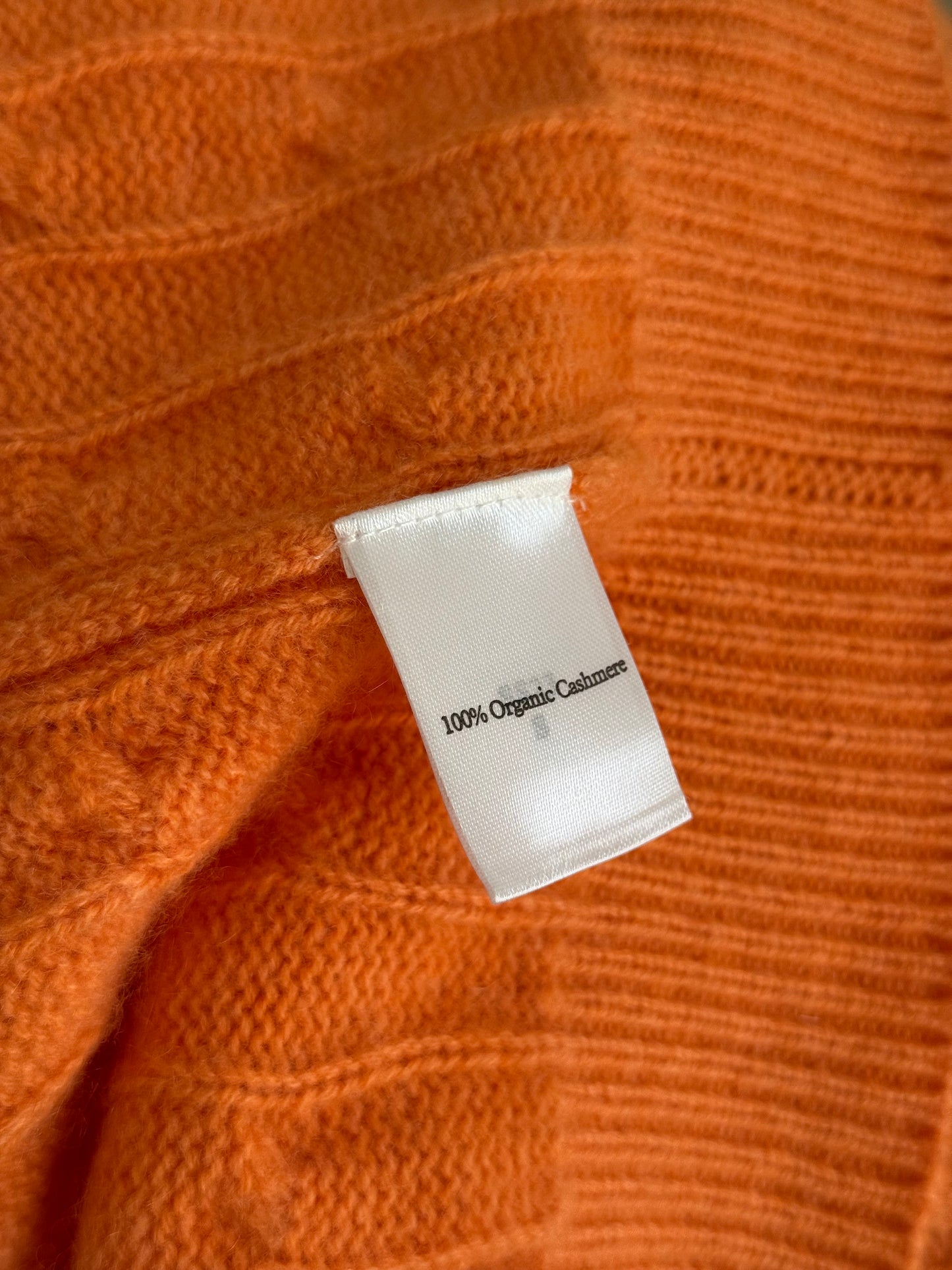 Men’s N. Peal Albemarle 1/4 Zip Cashmere Jumper Orange Medium SS22 RRP £395