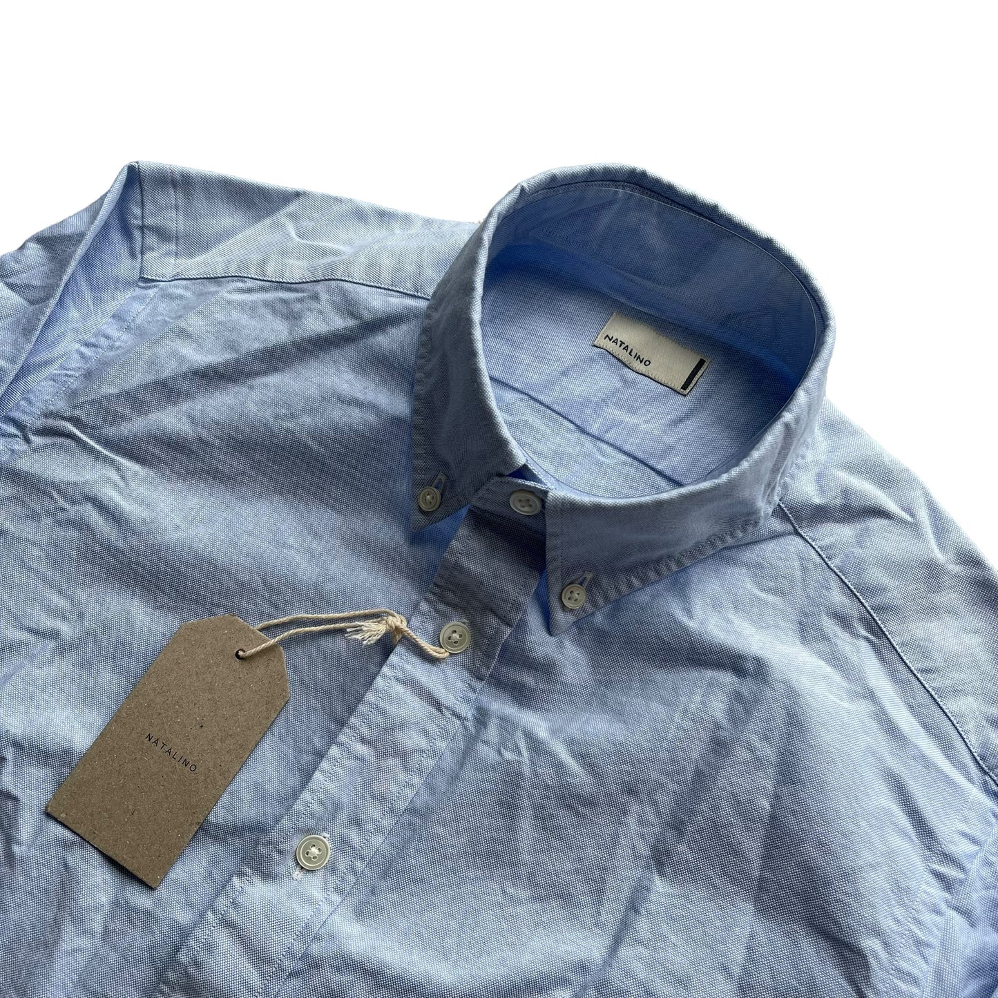 BNWT Natalino Oxford Cotton Shirt Made In Japan RRP £135 Blue
