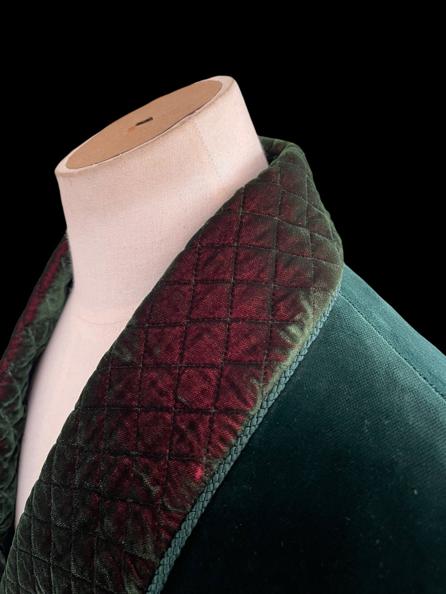 Mens Velvet Smoking Gown Robe Jacket Bottle Green Size 40”