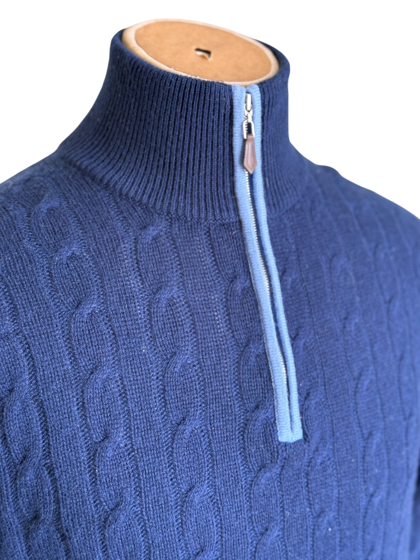 Men’s N. Peal Albemarle 1/4 Zip Organic Cashmere Jumper Navy Size Large SS19 RRP £395