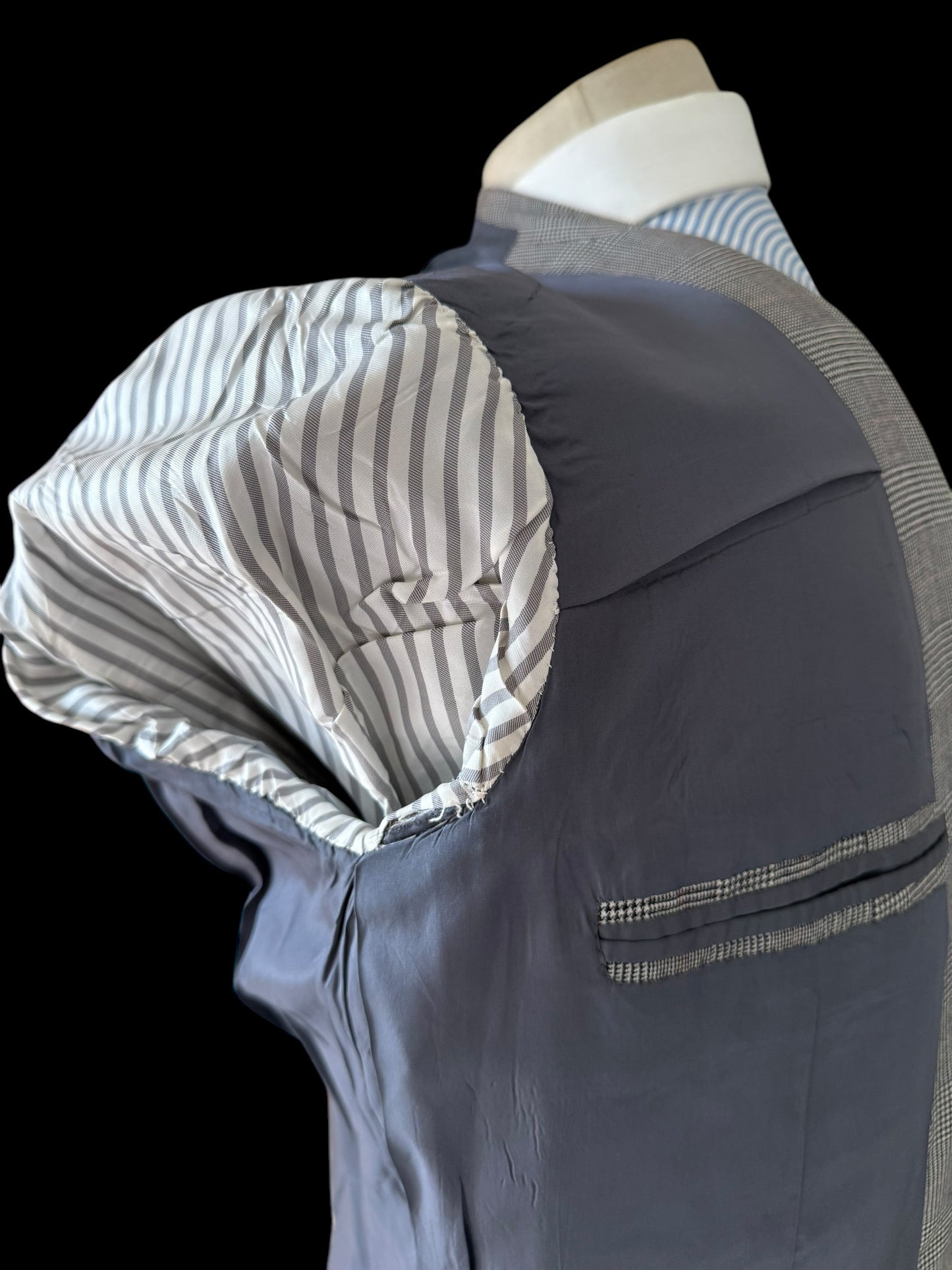 Bespoke Hackett Double Breasted Jacket 42S POW Check Grey