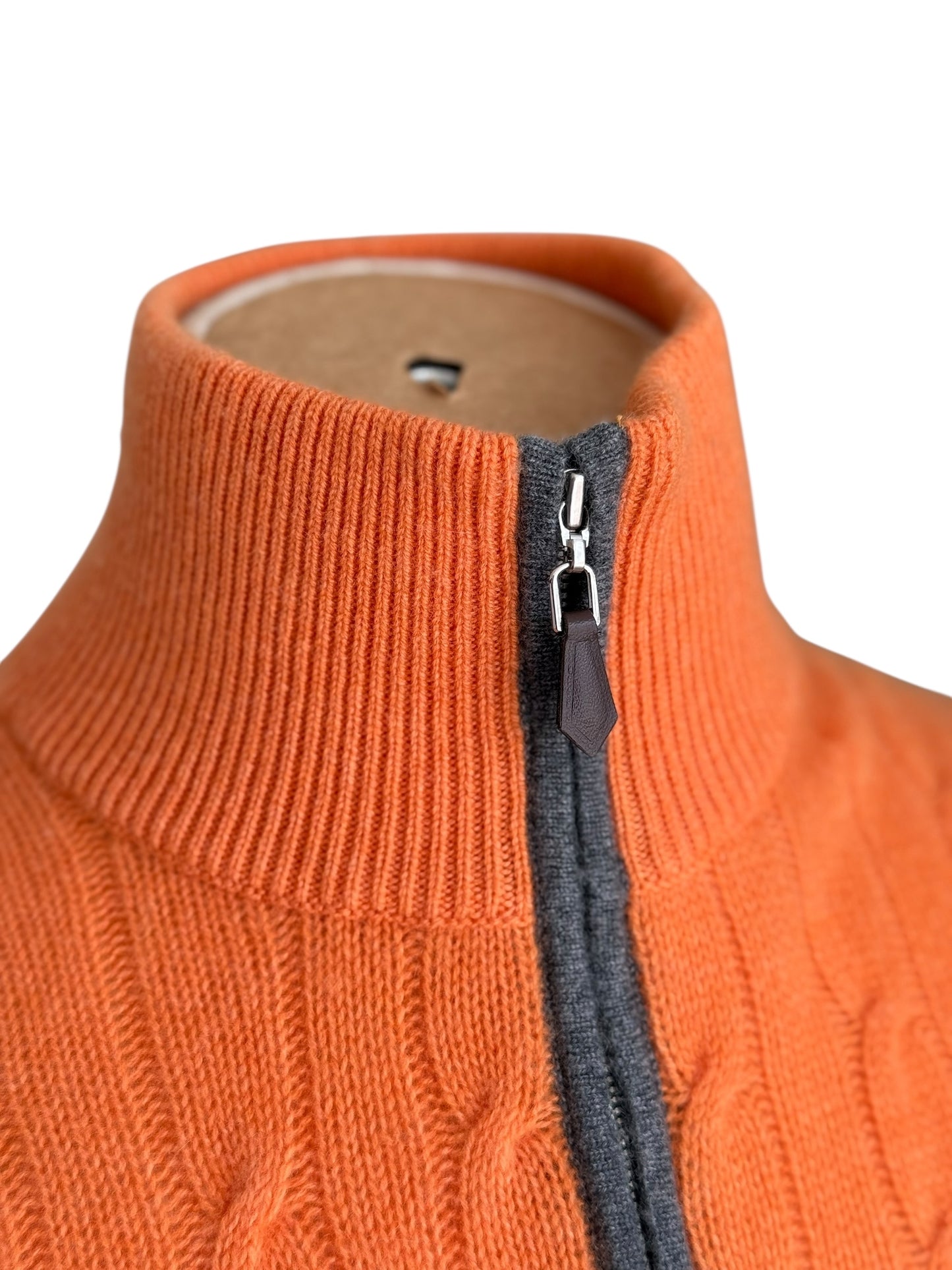 Men’s N. Peal Albemarle 1/4 Zip Cashmere Jumper Orange Medium SS22 RRP £395