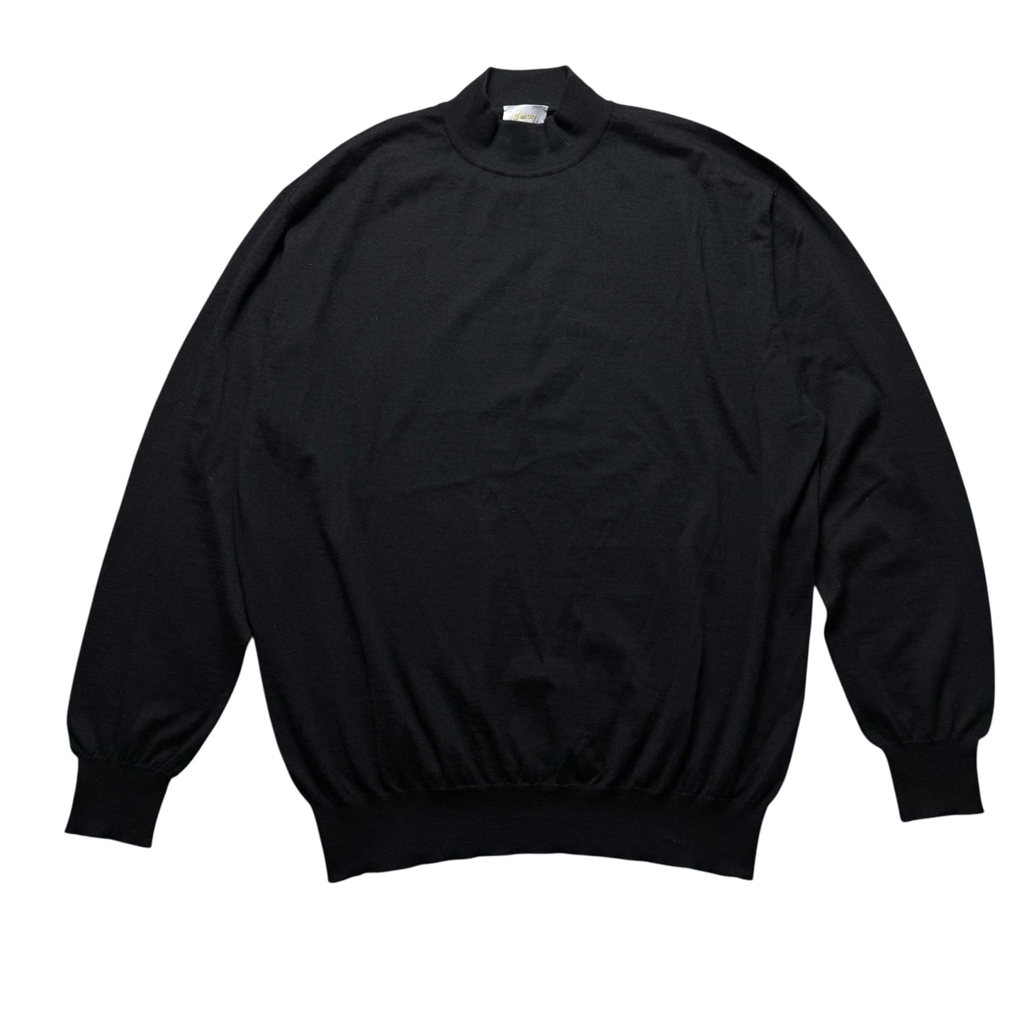 Men’s Brioni Cashmere & Silk Jumper Size 60 Black Mock Neck RRP £900
