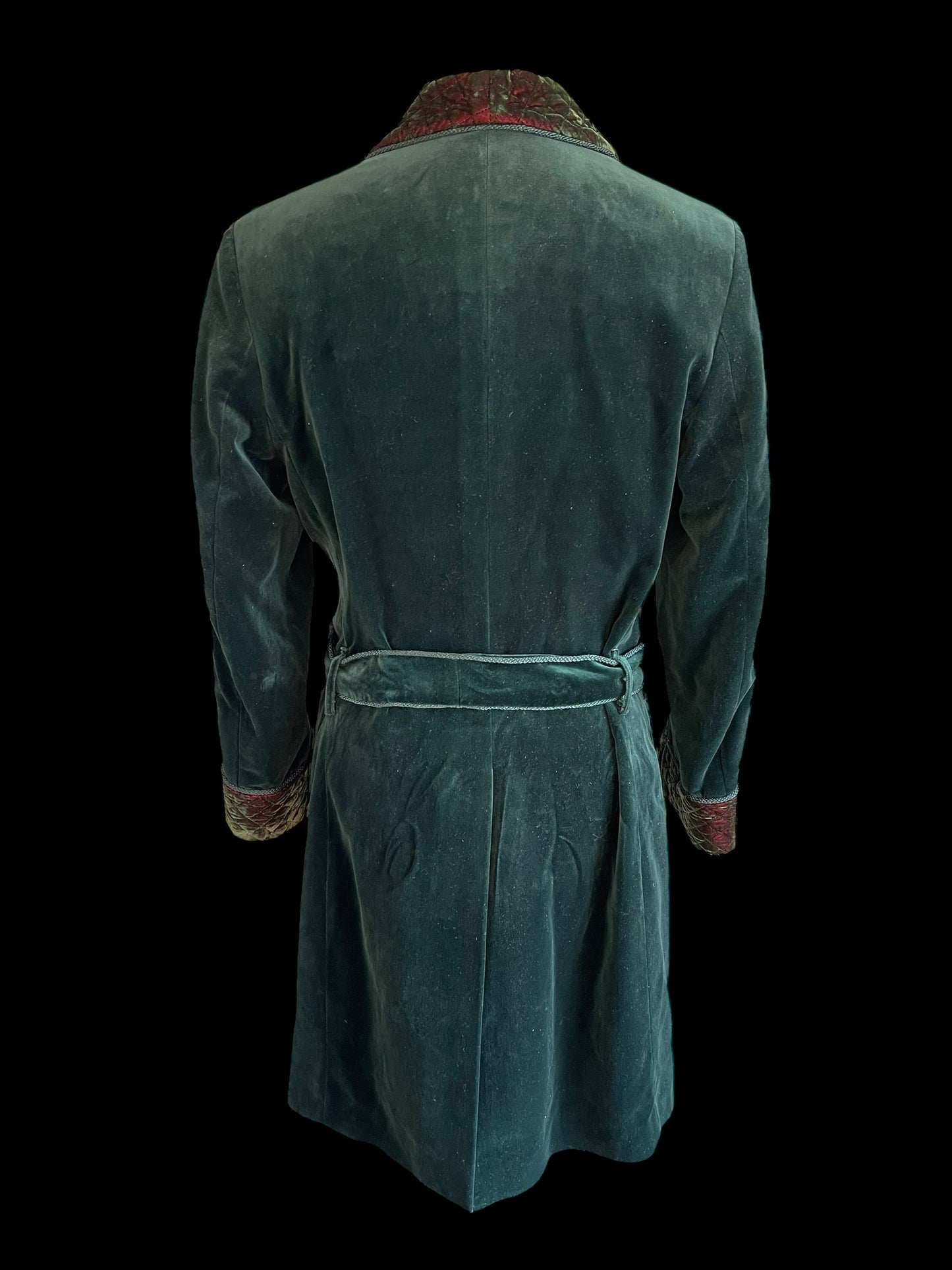 Mens Velvet Smoking Gown Robe Jacket Bottle Green Size 40”