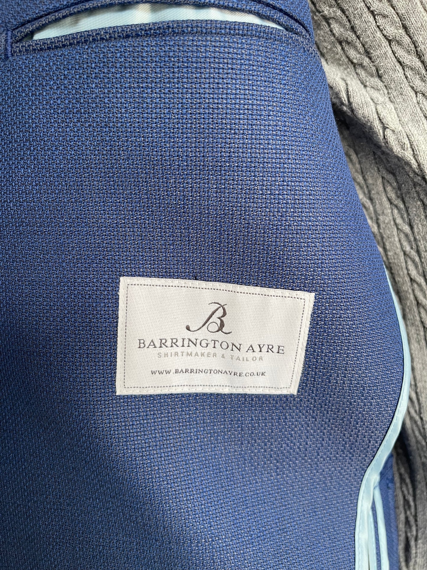 Bespoke Safari Jacket 40R Blue Unstructured Dugdale Non Crease Wool RRP£895