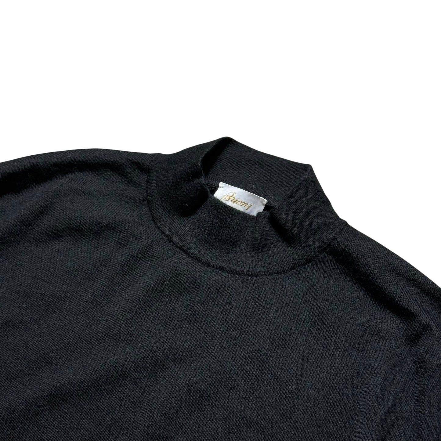 Men’s Brioni Cashmere & Silk Jumper Size 60 Black Mock Neck RRP £900