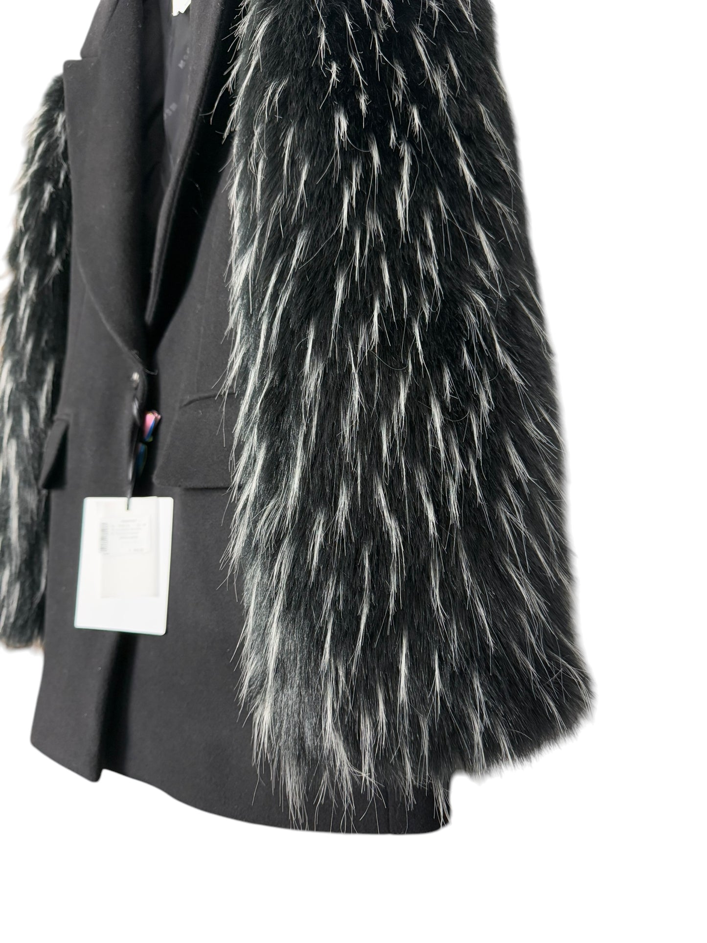 BNWT Women’s MSGM Wool Felt Coat Faux Fur Sleeves Oversize Fit RRP £840
