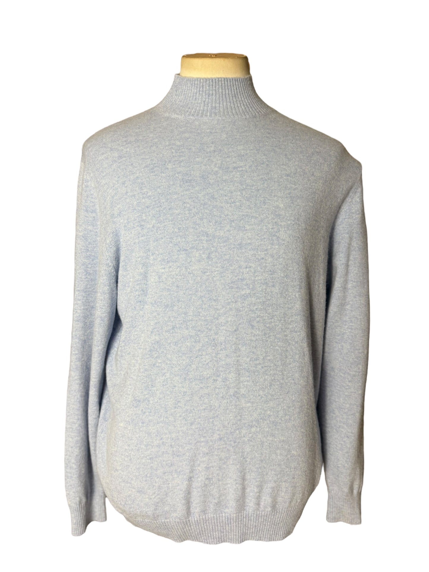 Men’s N.Peal Cashmere Mock Neck Jumper Large Light Blue AW21