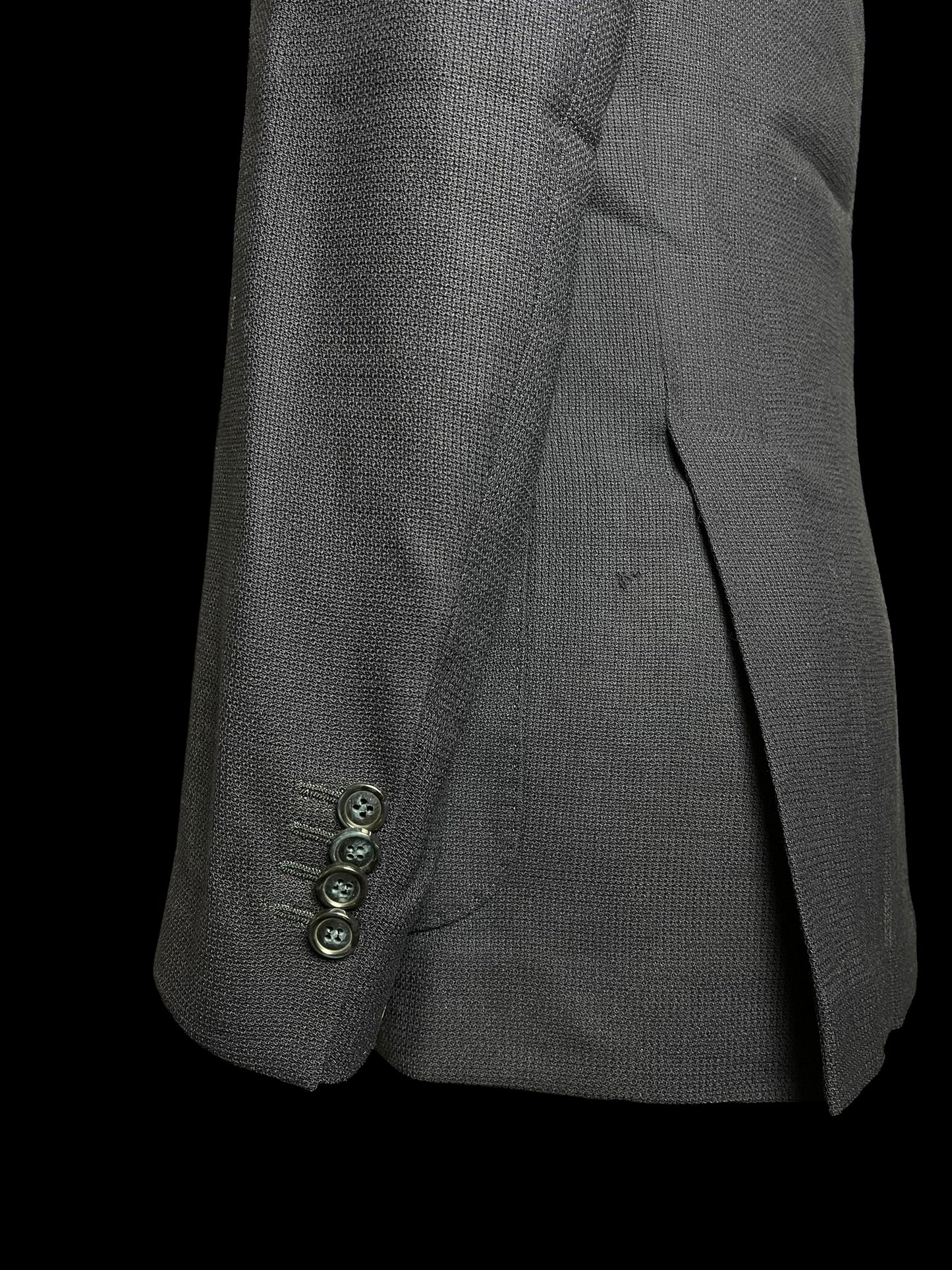 Natalino Double Breasted Sport Jacket 38R Mock Leno Hopsack Wool Navy