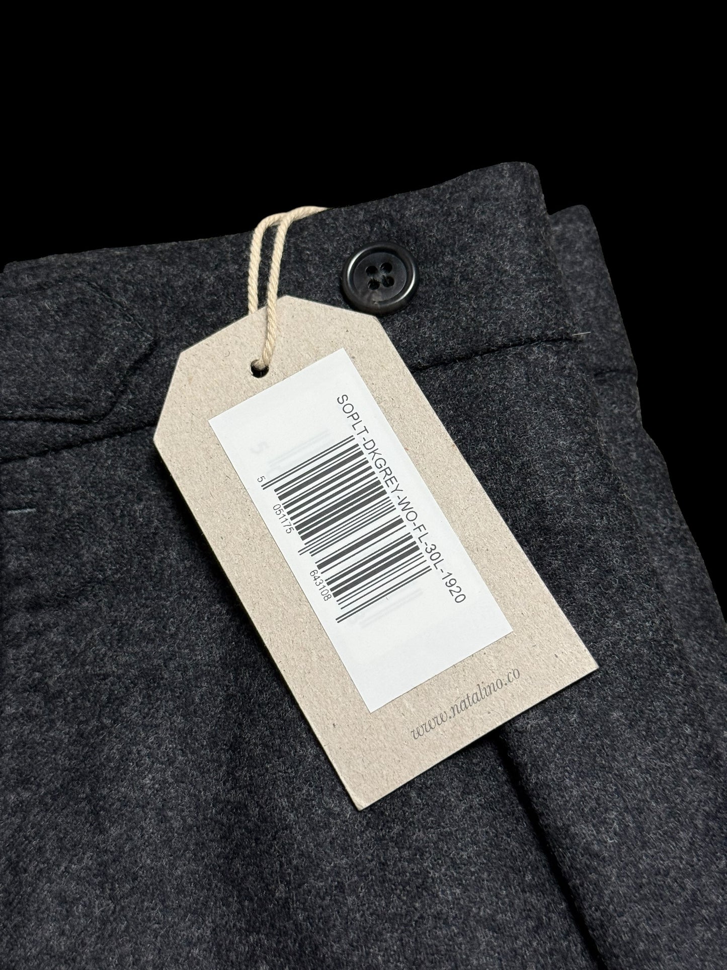 BNWT Natalino Single Pleat Flannel Trousers 30L Dark Grey RRP £195