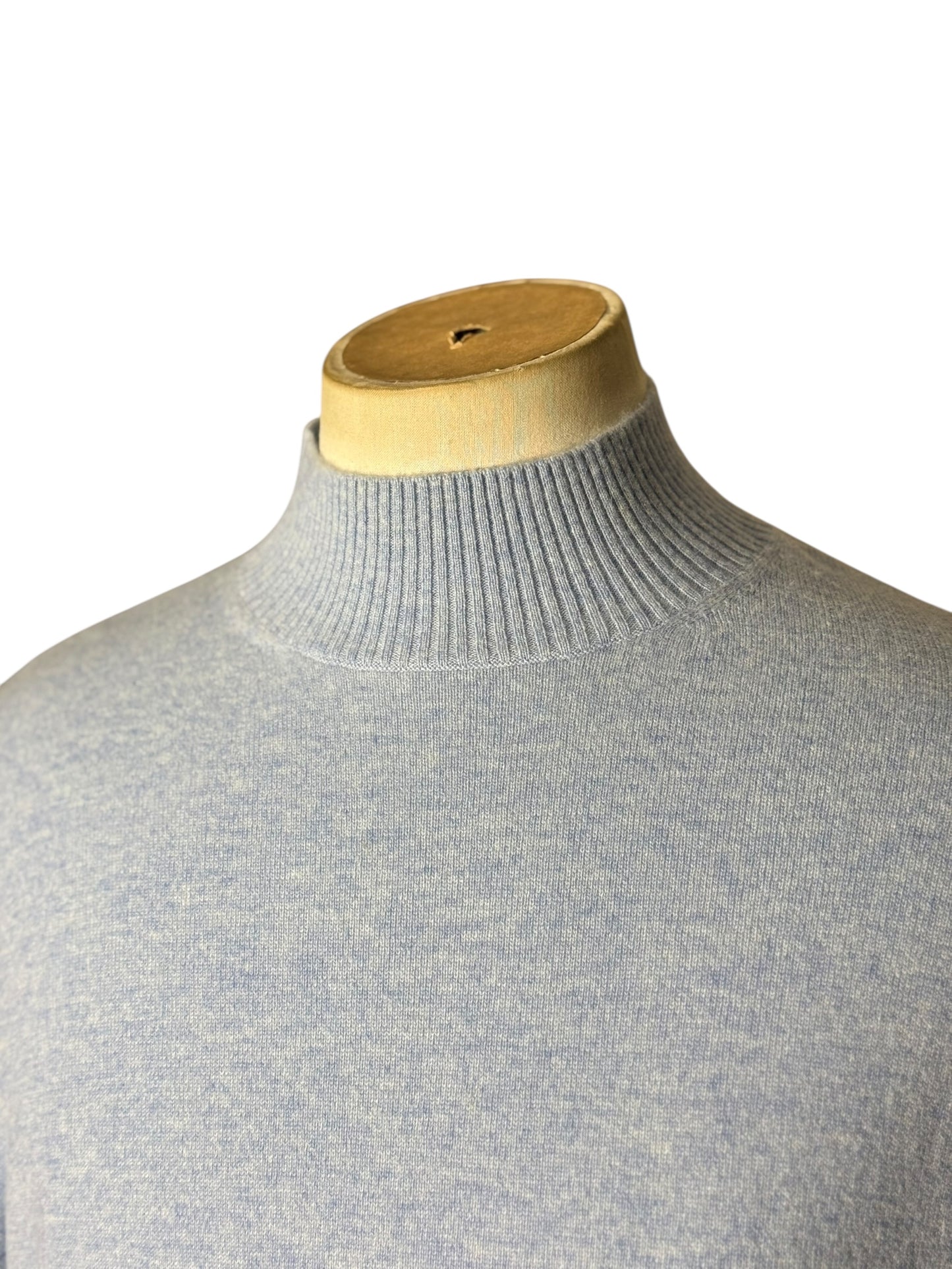 Men’s N.Peal Cashmere Mock Neck Jumper Large Light Blue AW21